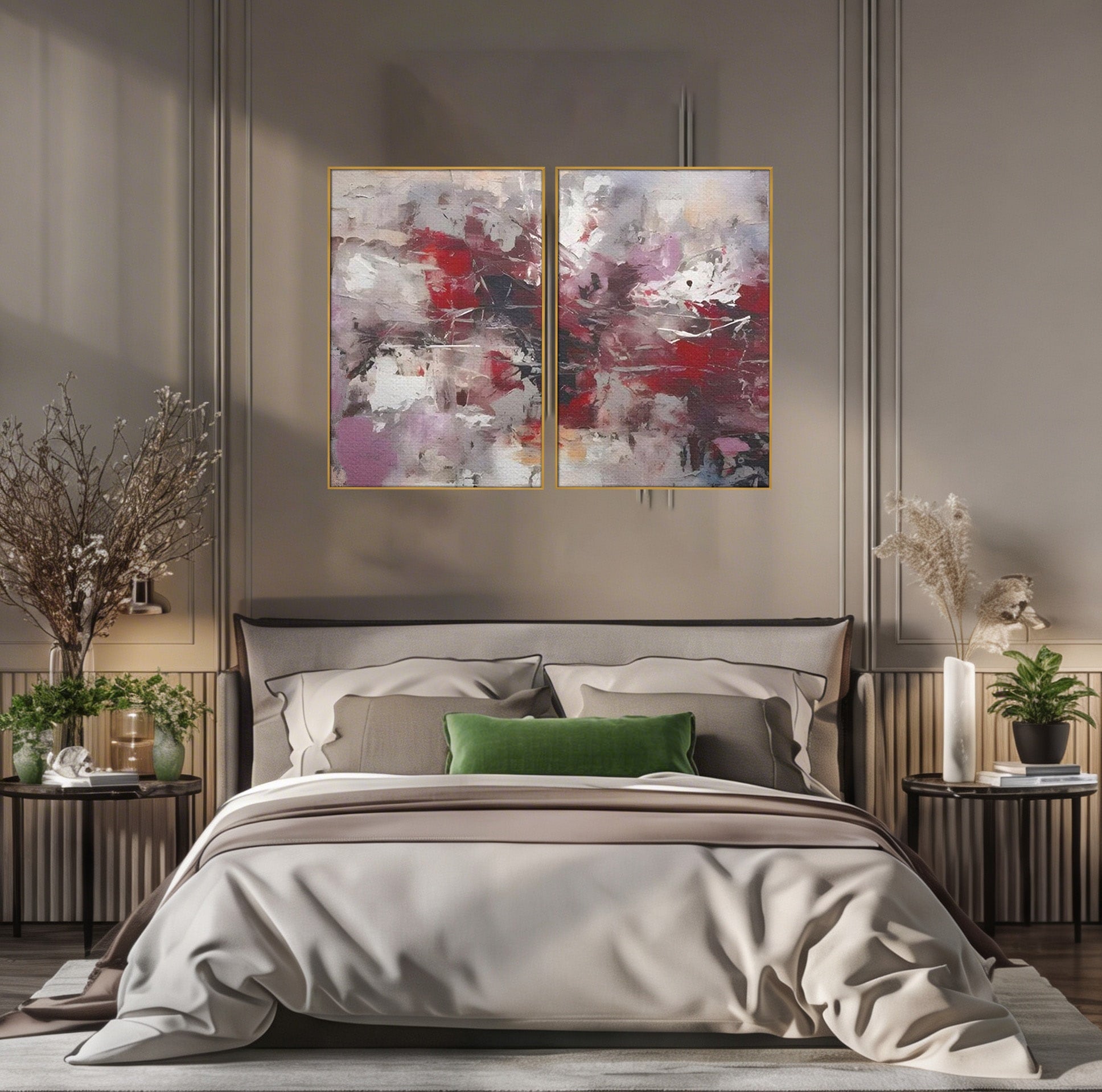 Set 2 Tablouri Canvas Premium LuxCanva® C2-1221, Pete De Culoare Tablou Abstract, Relaxare, Living Room, Culori Vibrante