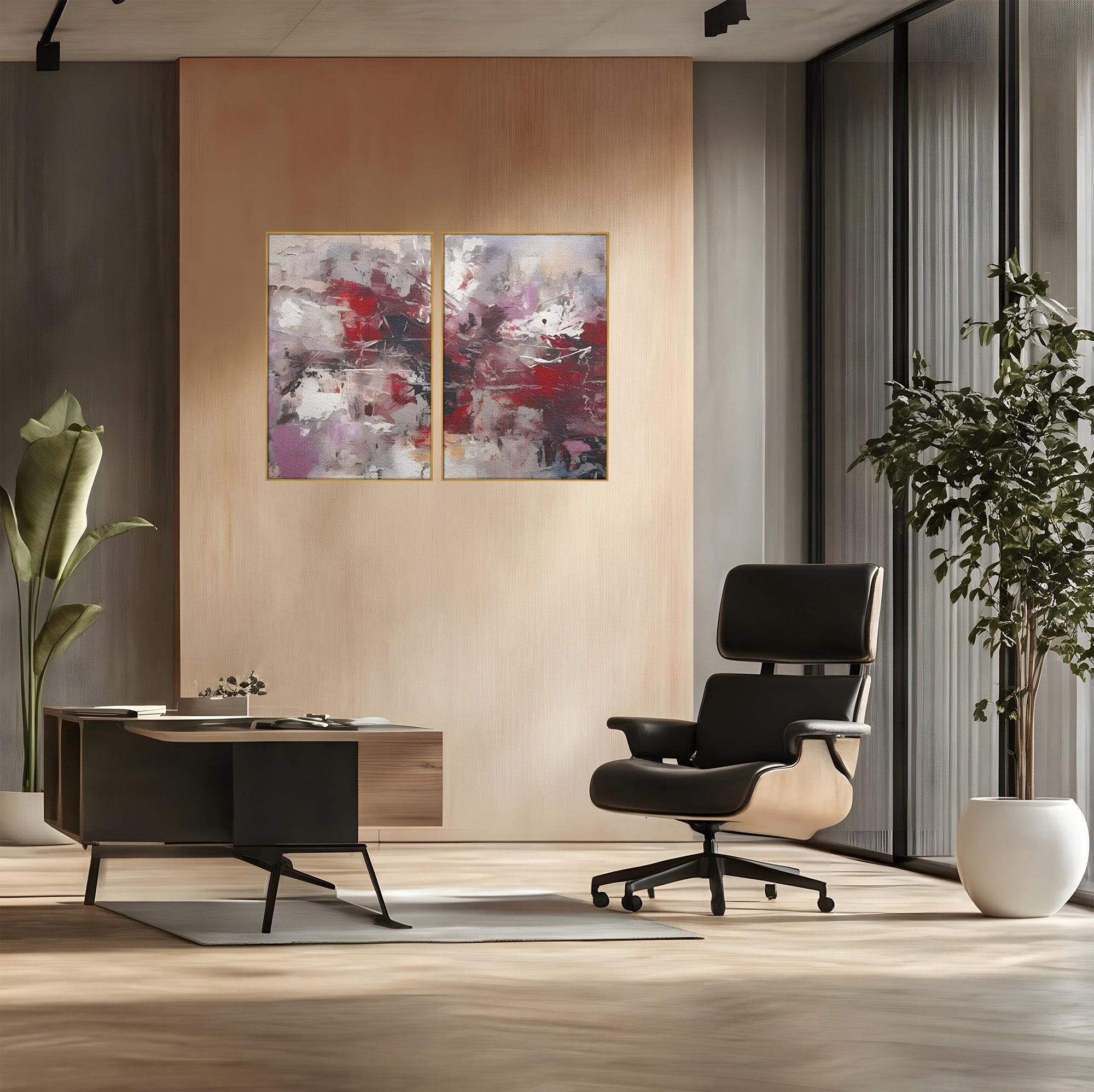 Set 2 Tablouri Canvas Premium LuxCanva® C2-1221, Pete De Culoare Tablou Abstract, Relaxare, Living Room, Culori Vibrante