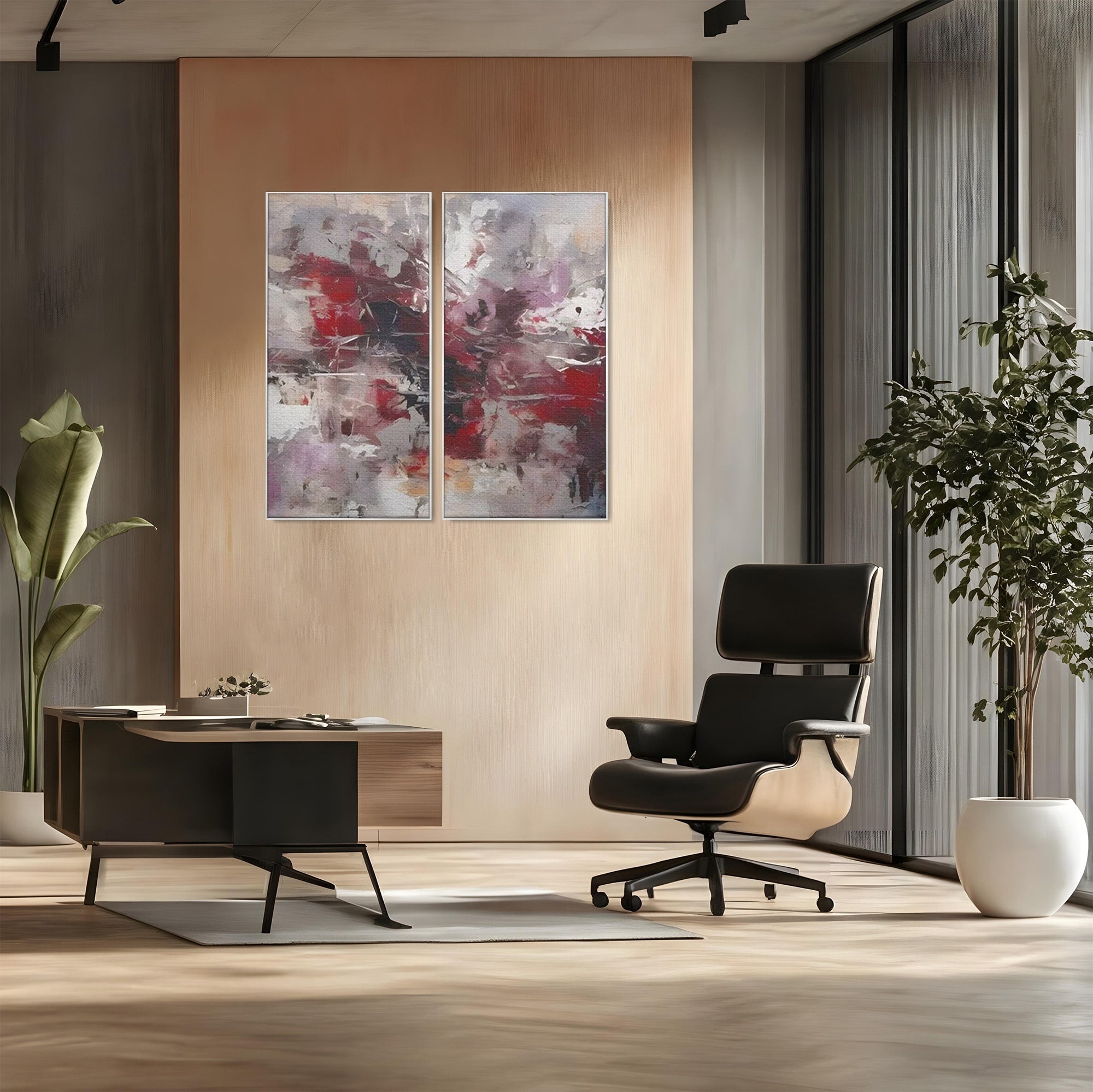 Set 2 Tablouri Canvas Premium LuxCanva® C2-1221, Pete De Culoare Tablou Abstract, Relaxare, Living Room, Culori Vibrante