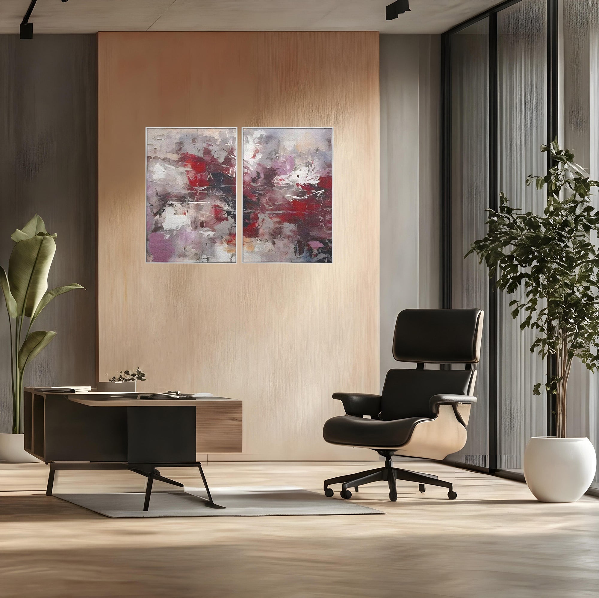 Set 2 Tablouri Canvas Premium LuxCanva® C2-1221, Pete De Culoare Tablou Abstract, Relaxare, Living Room, Culori Vibrante