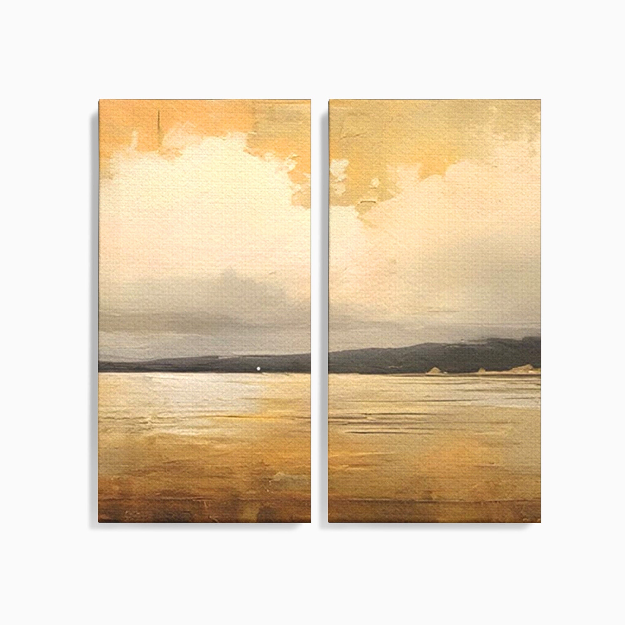Set 2 Tablouri Canvas Premium LuxCanva® C2-1230, Sunset On The Lake, Relaxare, Living Room, Culori Vibrante