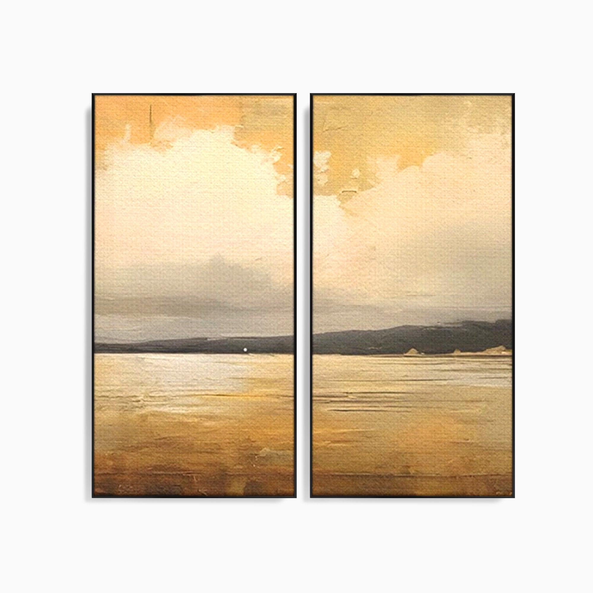 Set 2 Tablouri Canvas Premium LuxCanva® C2-1230, Sunset On The Lake, Relaxare, Living Room, Culori Vibrante