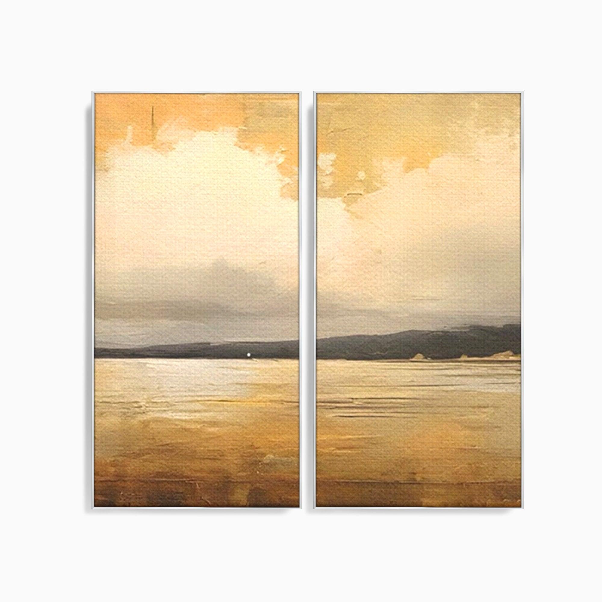 Set 2 Tablouri Canvas Premium LuxCanva® C2-1230, Sunset On The Lake, Relaxare, Living Room, Culori Vibrante