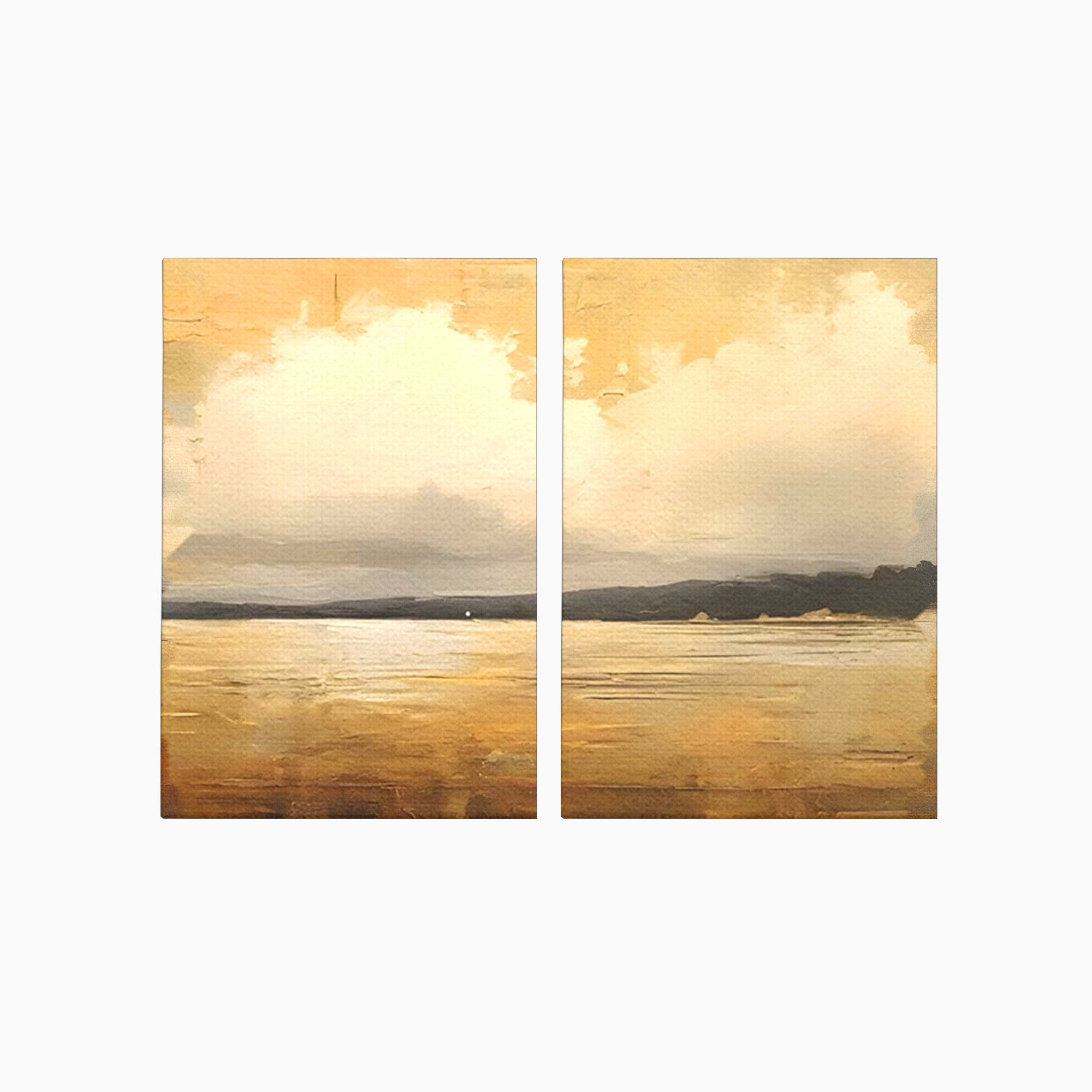 Set 2 Tablouri Canvas Premium LuxCanva® C2-1230, Sunset On The Lake, Relaxare, Living Room, Culori Vibrante