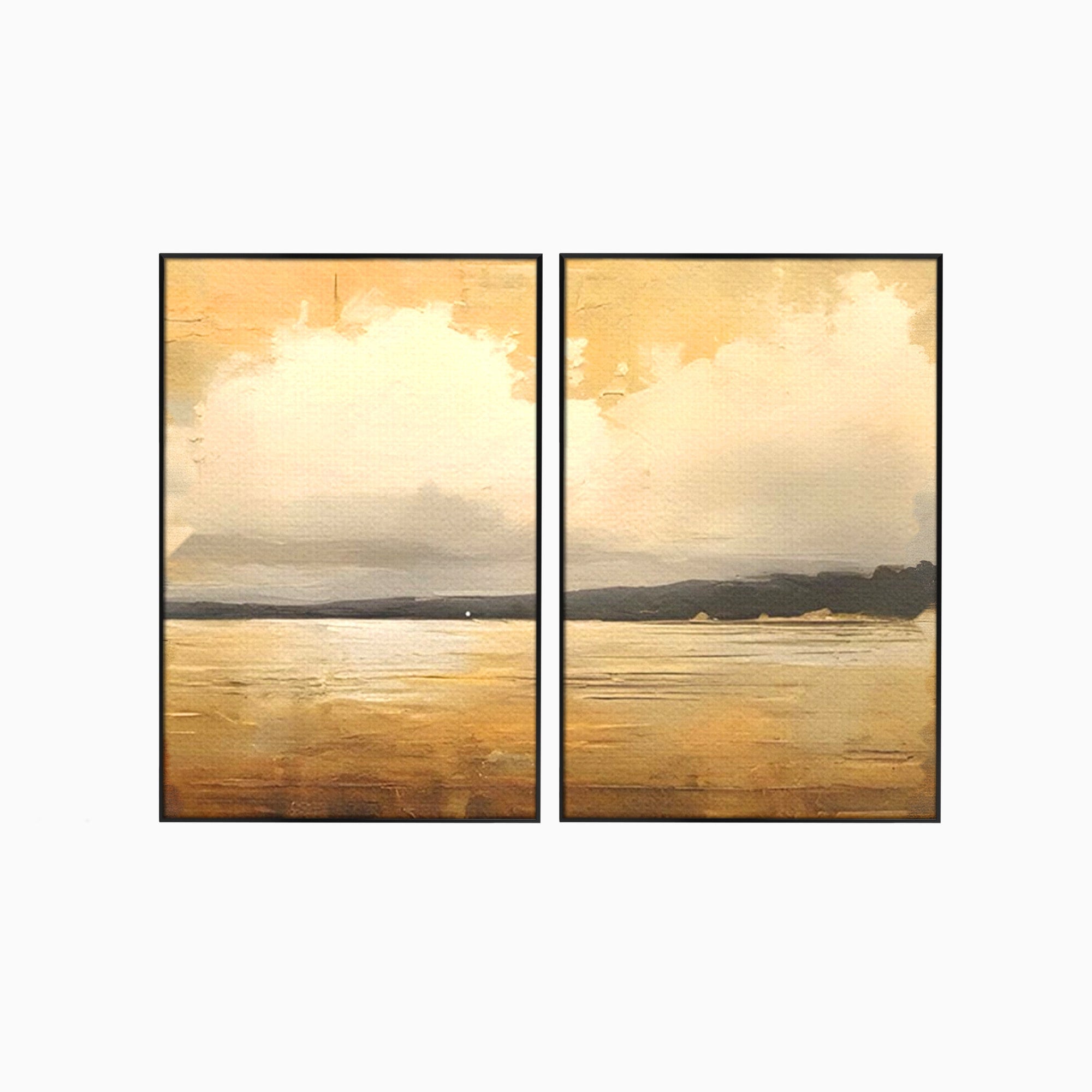 Set 2 Tablouri Canvas Premium LuxCanva® C2-1230, Sunset On The Lake, Relaxare, Living Room, Culori Vibrante