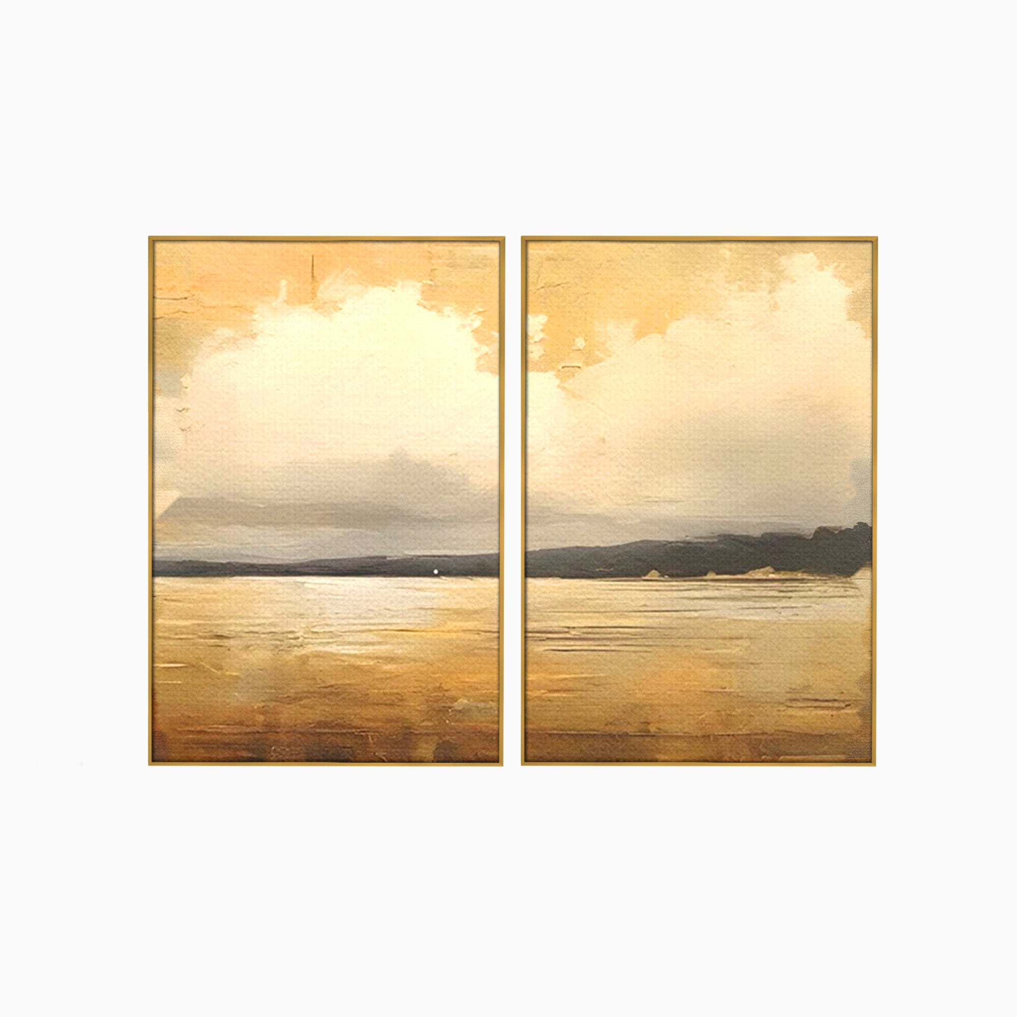 Set 2 Tablouri Canvas Premium LuxCanva® C2-1230, Sunset On The Lake, Relaxare, Living Room, Culori Vibrante