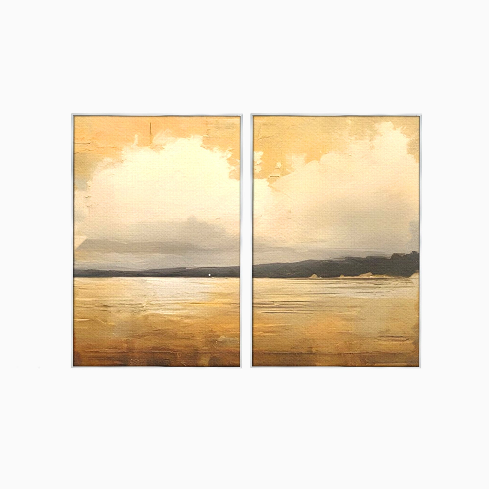 Set 2 Tablouri Canvas Premium LuxCanva® C2-1230, Sunset On The Lake, Relaxare, Living Room, Culori Vibrante