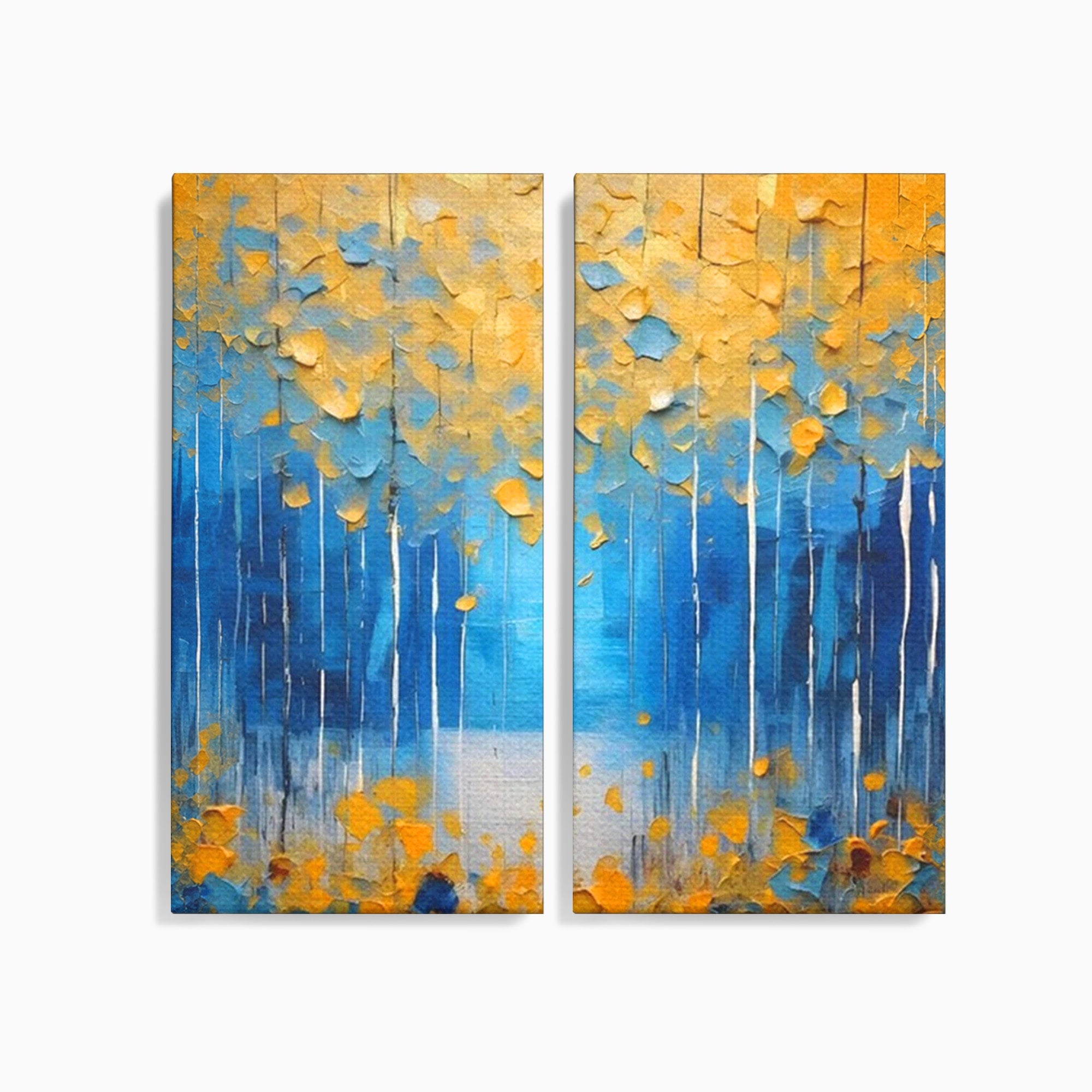Set 2 Tablouri Canvas Premium LuxCanva® C2-1234, Abstract Autum Leafs, Relaxare, Living Room, Culori Vibrante