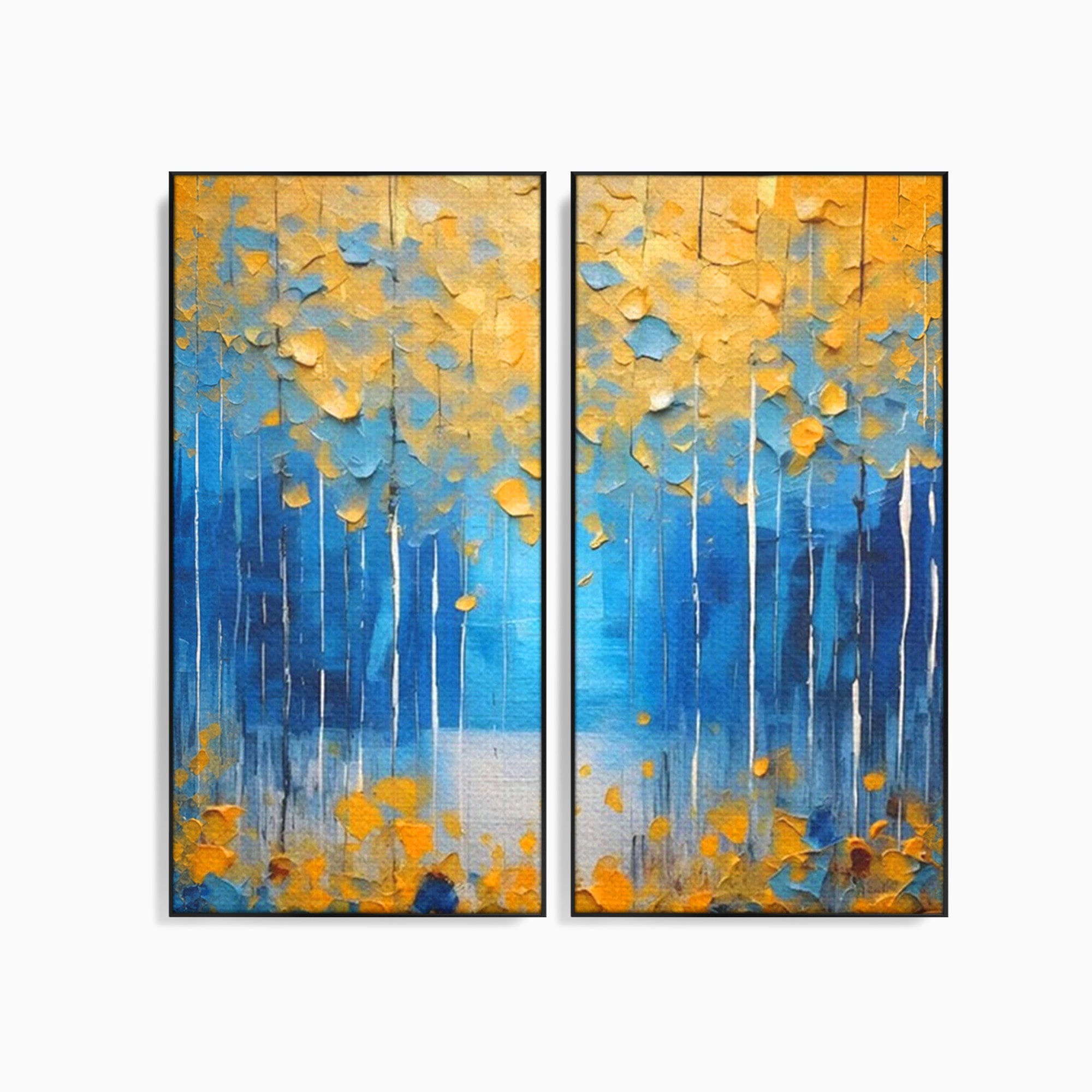 Set 2 Tablouri Canvas Premium LuxCanva® C2-1234, Abstract Autum Leafs, Relaxare, Living Room, Culori Vibrante