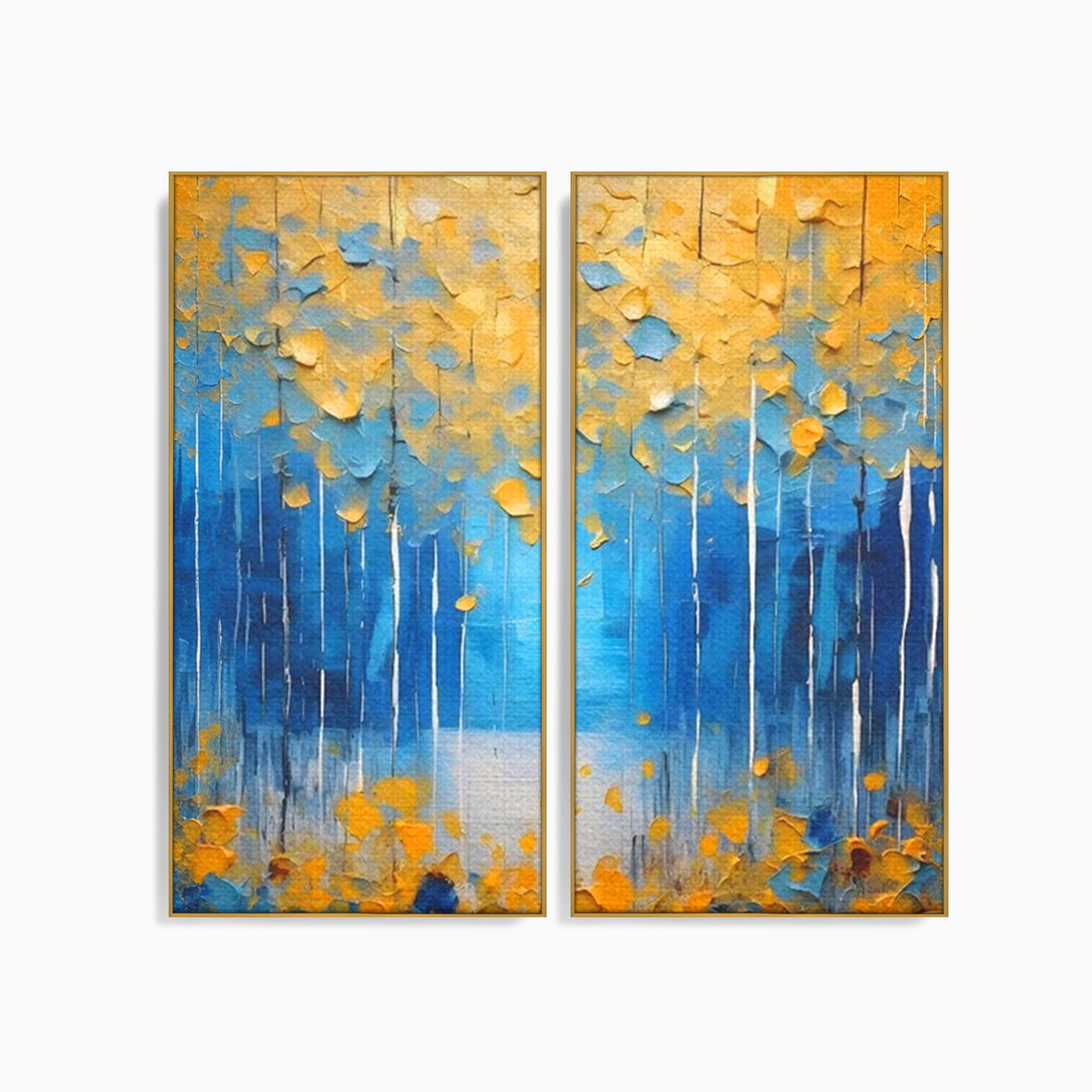 Set 2 Tablouri Canvas Premium LuxCanva® C2-1234, Abstract Autum Leafs, Relaxare, Living Room, Culori Vibrante