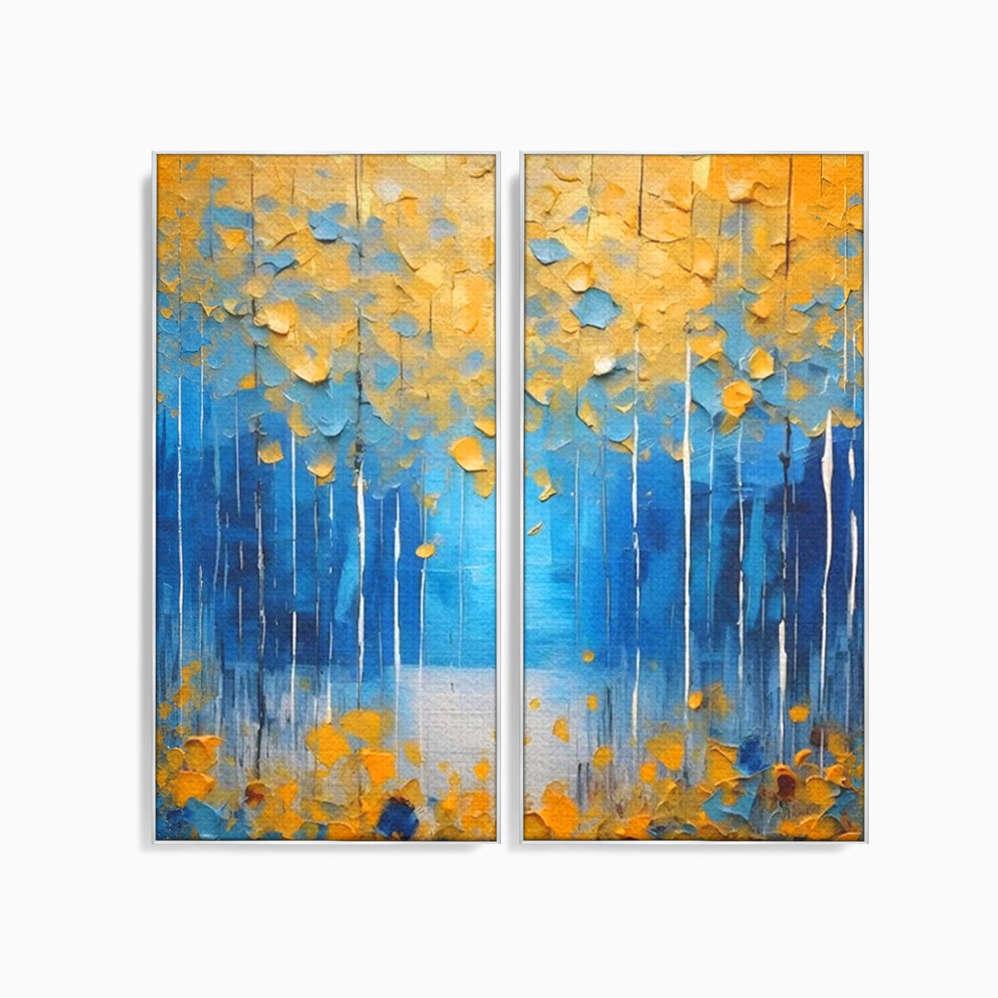 Set 2 Tablouri Canvas Premium LuxCanva® C2-1234, Abstract Autum Leafs, Relaxare, Living Room, Culori Vibrante