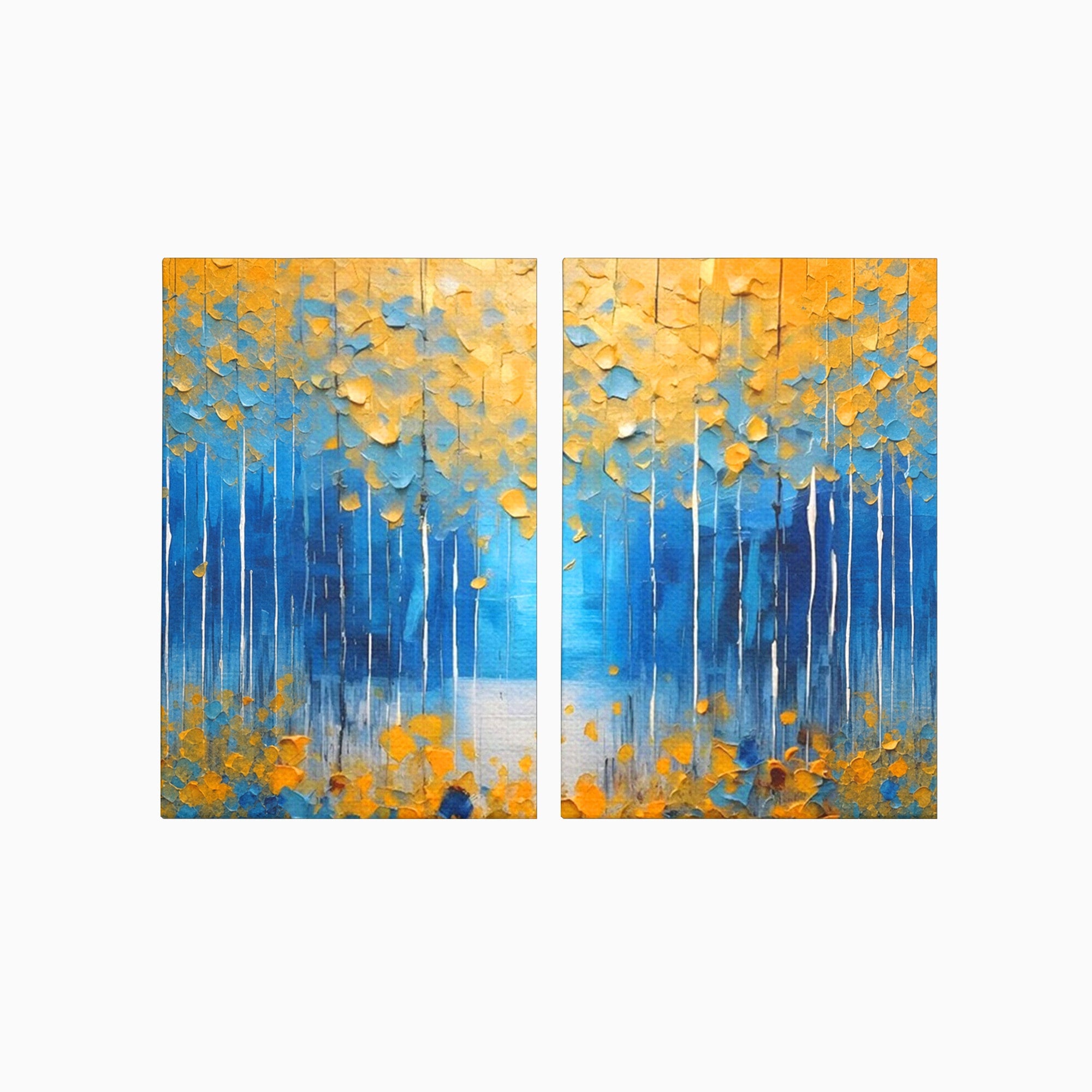 Set 2 Tablouri Canvas Premium LuxCanva® C2-1234, Abstract Autum Leafs, Relaxare, Living Room, Culori Vibrante