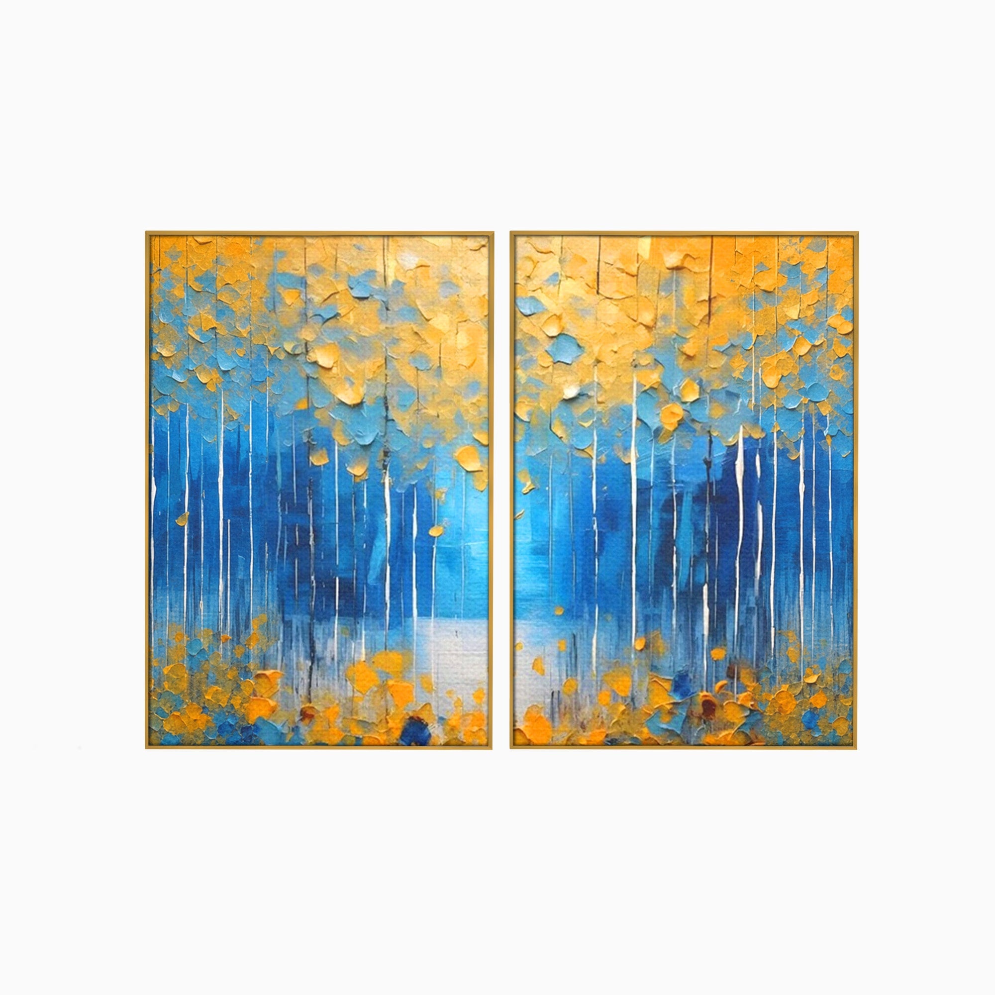 Set 2 Tablouri Canvas Premium LuxCanva® C2-1234, Abstract Autum Leafs, Relaxare, Living Room, Culori Vibrante