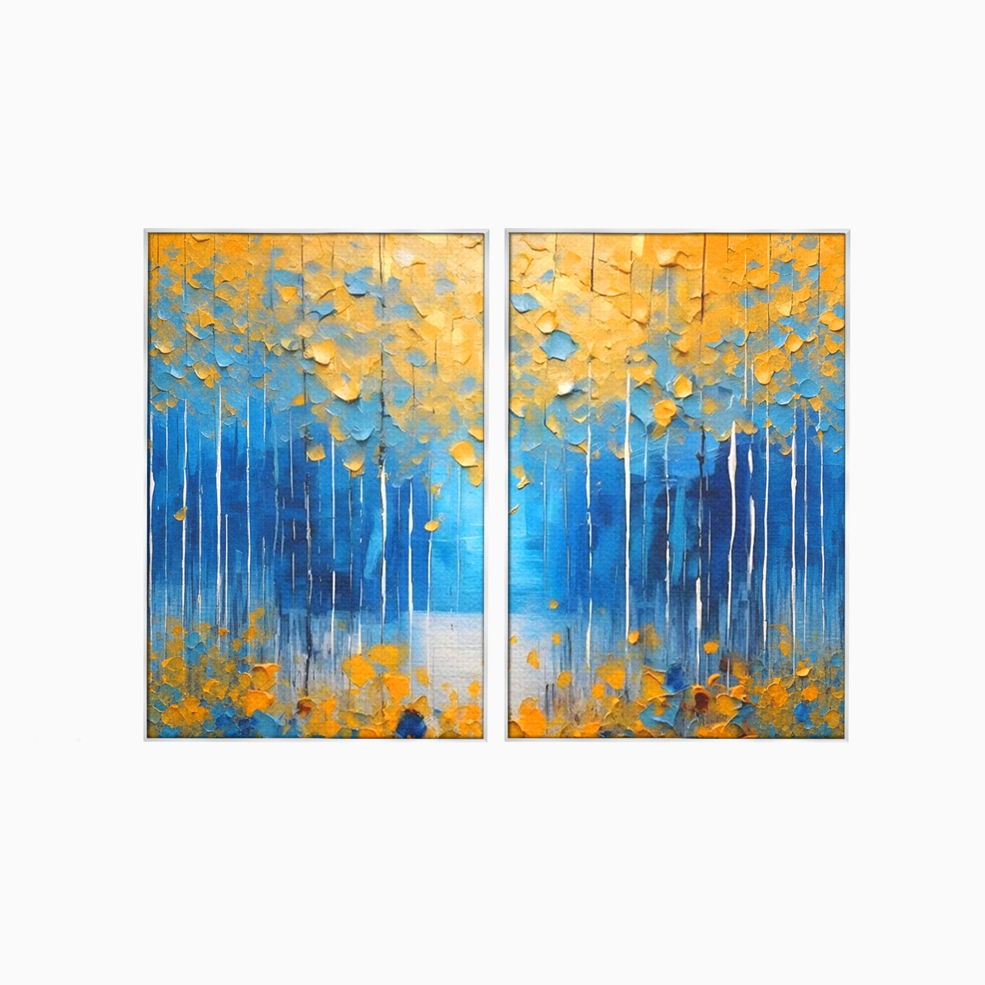 Set 2 Tablouri Canvas Premium LuxCanva® C2-1234, Abstract Autum Leafs, Relaxare, Living Room, Culori Vibrante