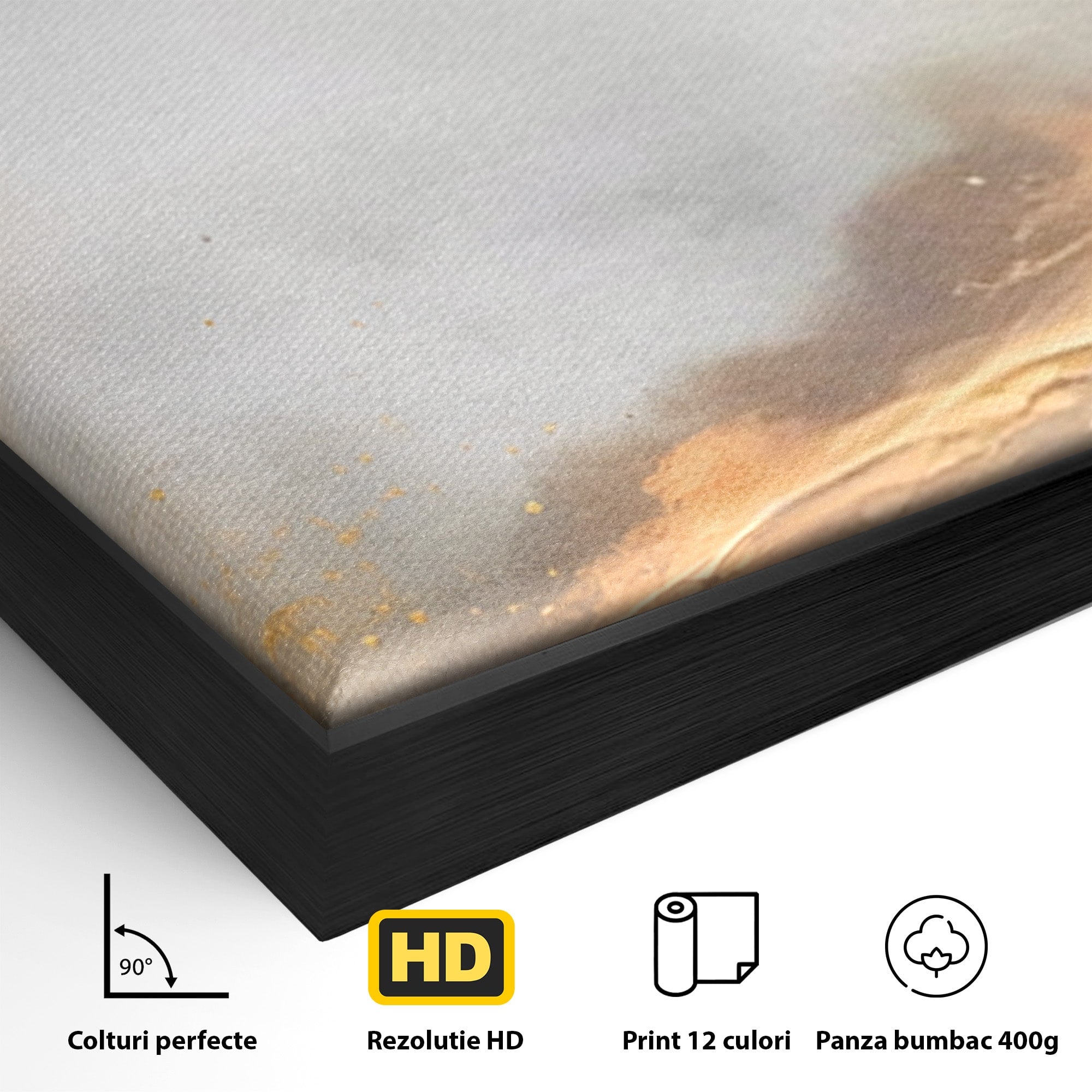 Set 2 Tablouri Canvas Premium LuxCanva® C2-1237, Gold And Grey Abstract Painting, Relaxare, Living Room, Culori Vibrante