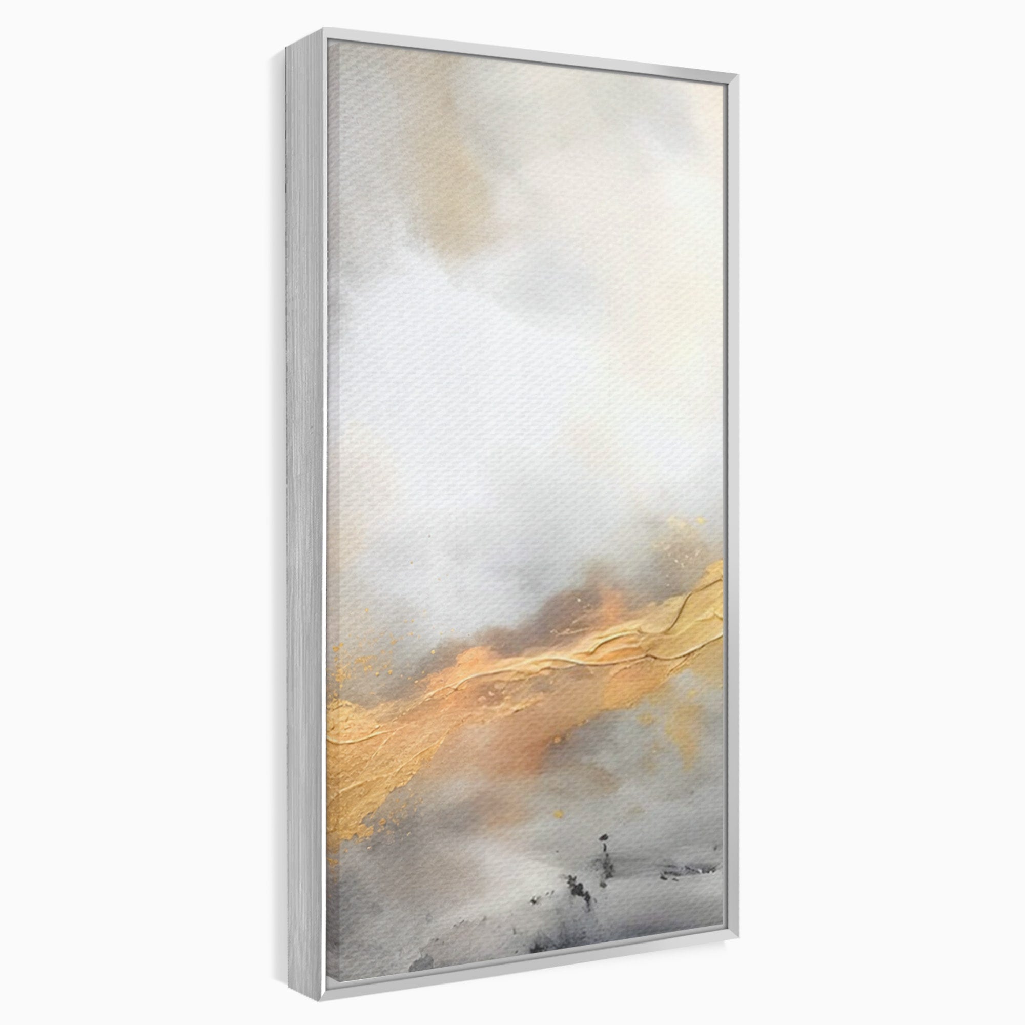 Set 2 Tablouri Canvas Premium LuxCanva® C2-1237, Gold And Grey Abstract Painting, Relaxare, Living Room, Culori Vibrante