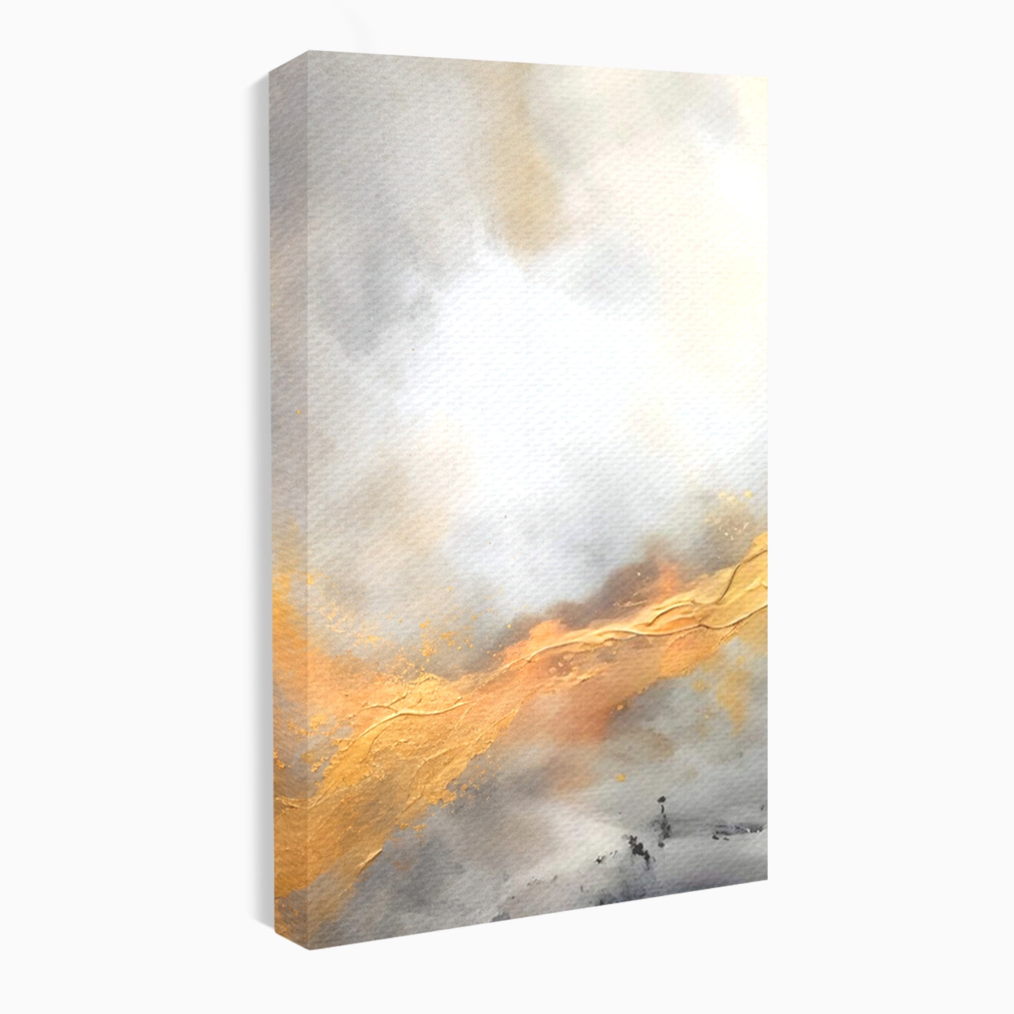 Set 2 Tablouri Canvas Premium LuxCanva® C2-1237, Gold And Grey Abstract Painting, Relaxare, Living Room, Culori Vibrante