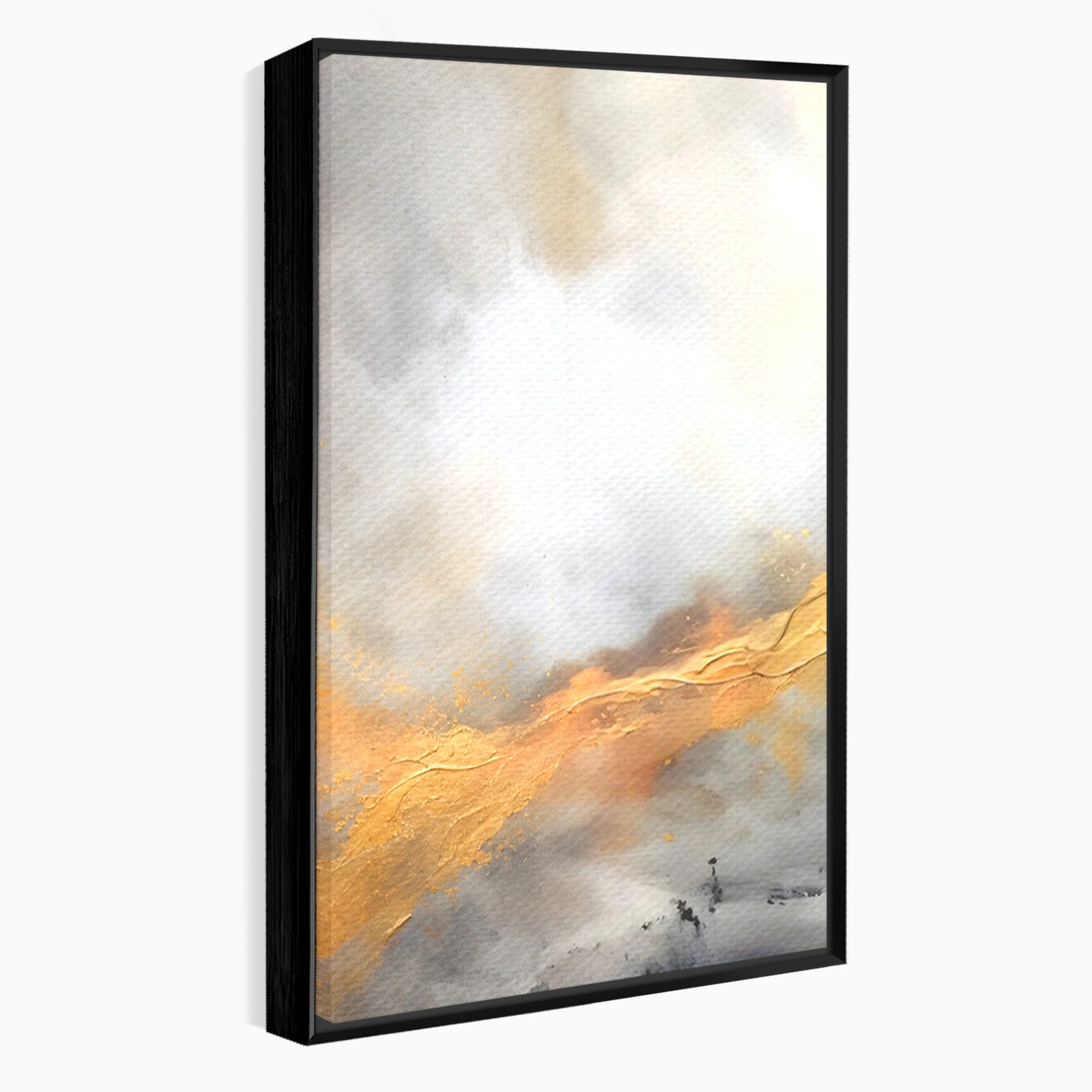 Set 2 Tablouri Canvas Premium LuxCanva® C2-1237, Gold And Grey Abstract Painting, Relaxare, Living Room, Culori Vibrante