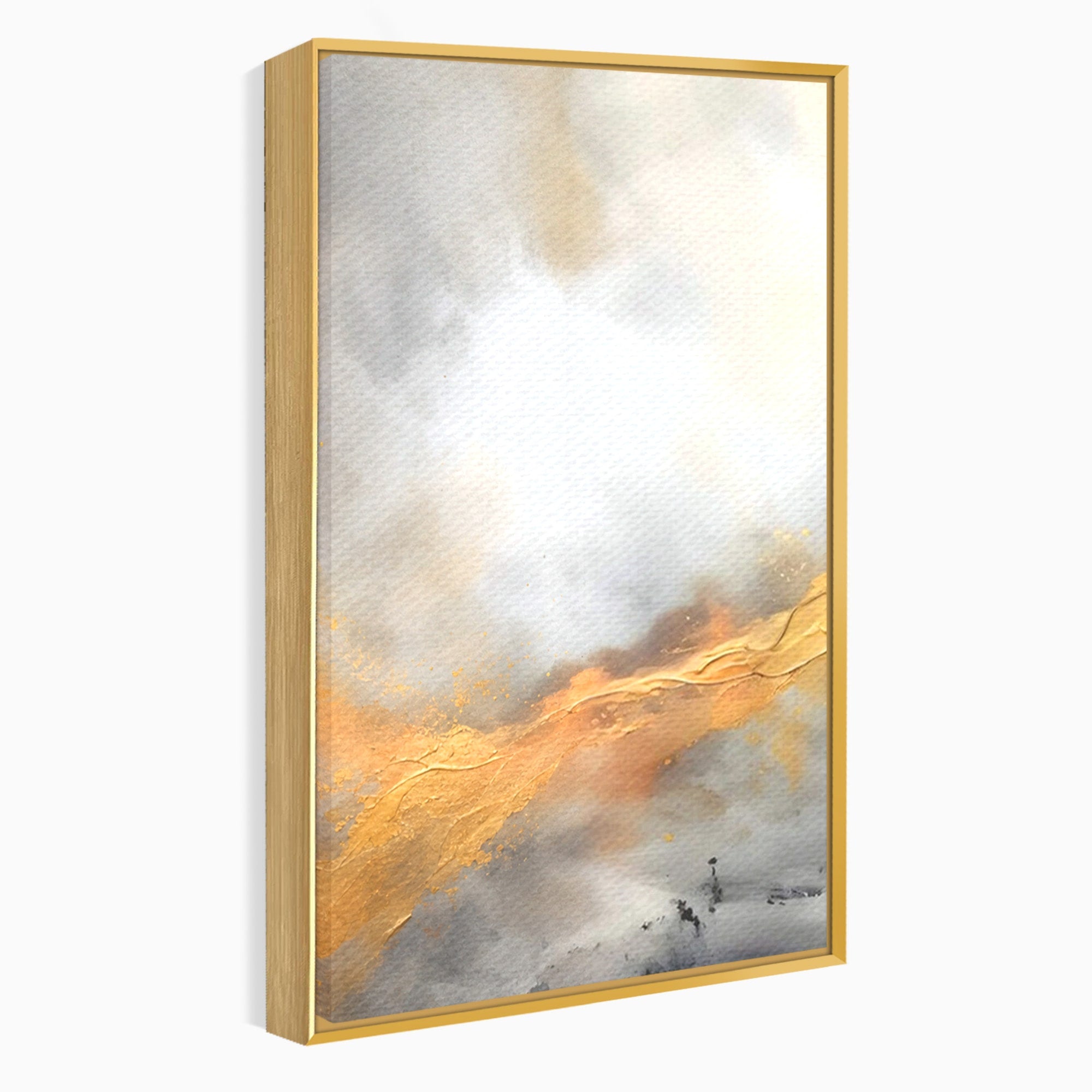Set 2 Tablouri Canvas Premium LuxCanva® C2-1237, Gold And Grey Abstract Painting, Relaxare, Living Room, Culori Vibrante