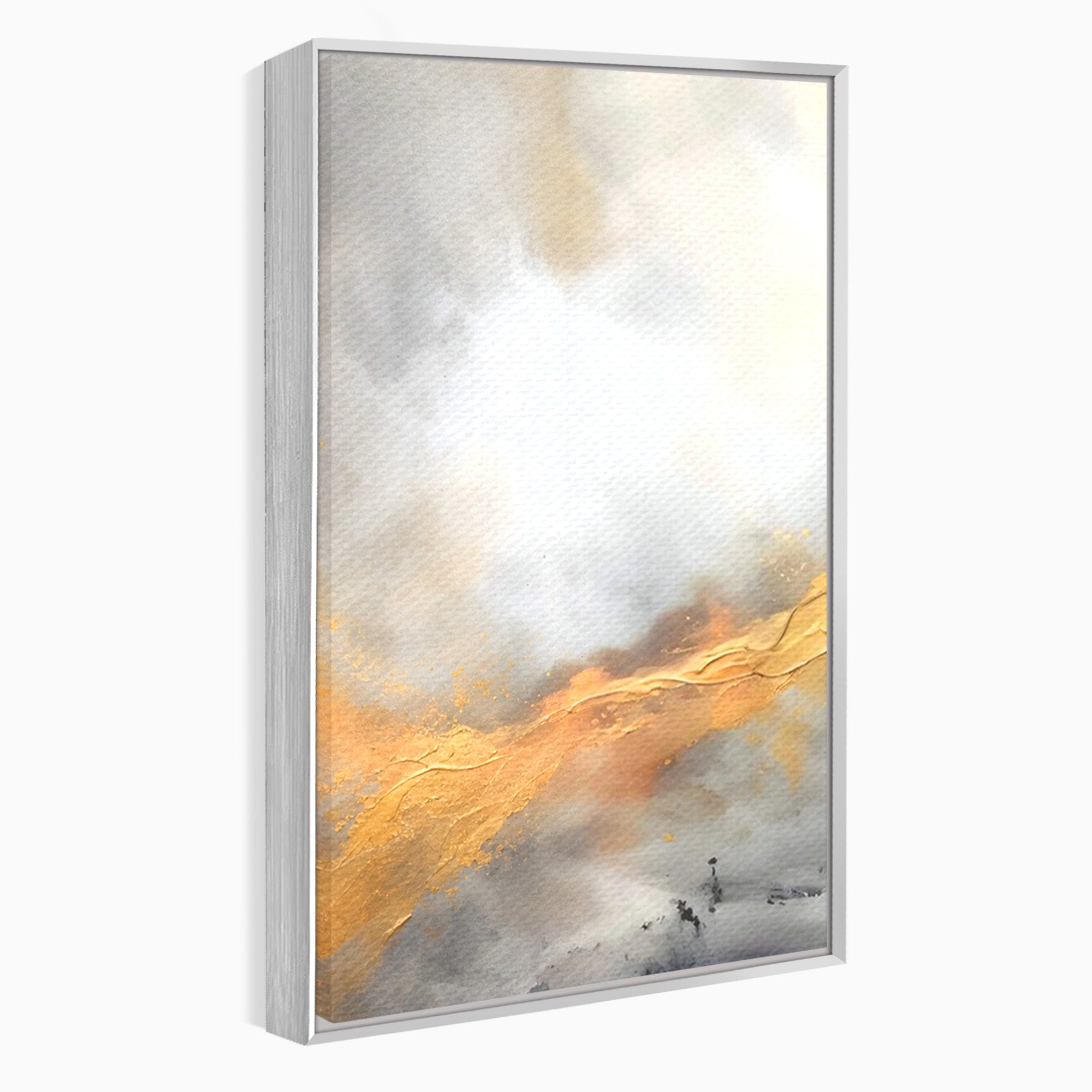 Set 2 Tablouri Canvas Premium LuxCanva® C2-1237, Gold And Grey Abstract Painting, Relaxare, Living Room, Culori Vibrante