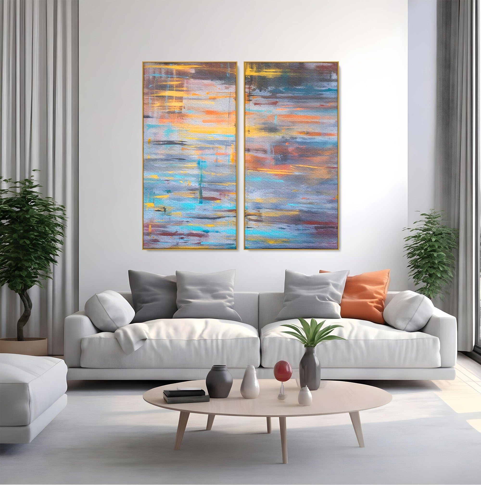 Set 2 Tablouri Canvas Premium LuxCanva® C2-1239, Luciul Apei, Relaxare, Living Room, Culori Vibrante