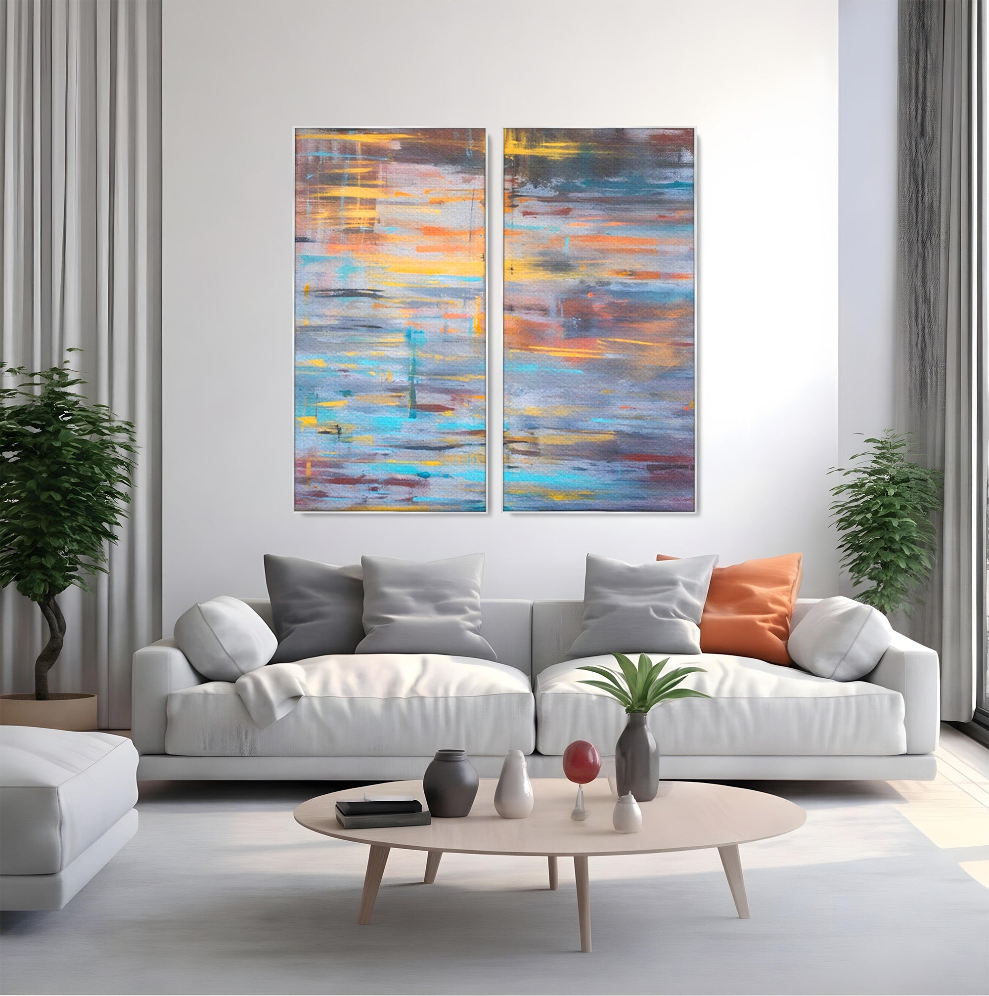 Set 2 Tablouri Canvas Premium LuxCanva® C2-1239, Luciul Apei, Relaxare, Living Room, Culori Vibrante