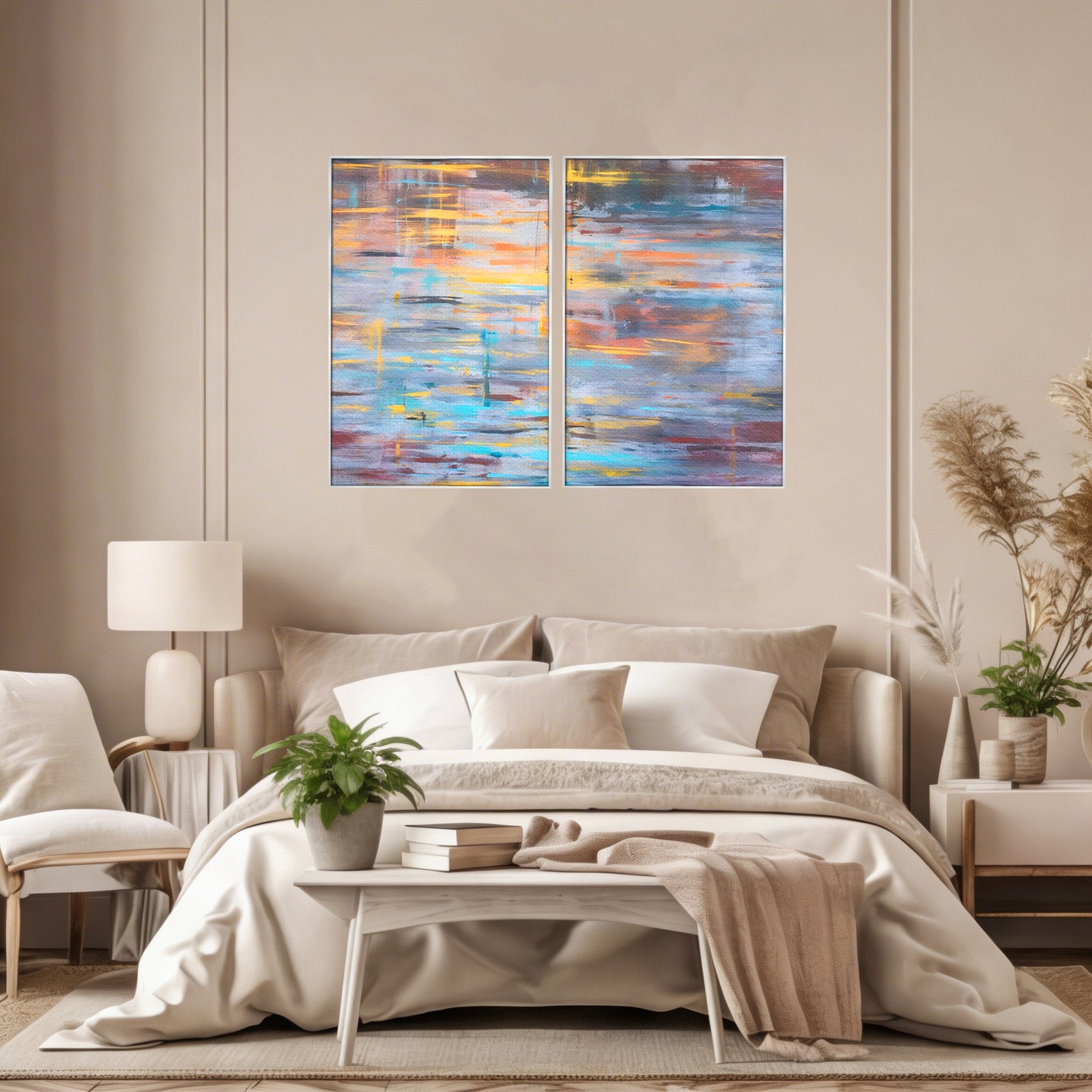 Set 2 Tablouri Canvas Premium LuxCanva® C2-1239, Luciul Apei, Relaxare, Living Room, Culori Vibrante