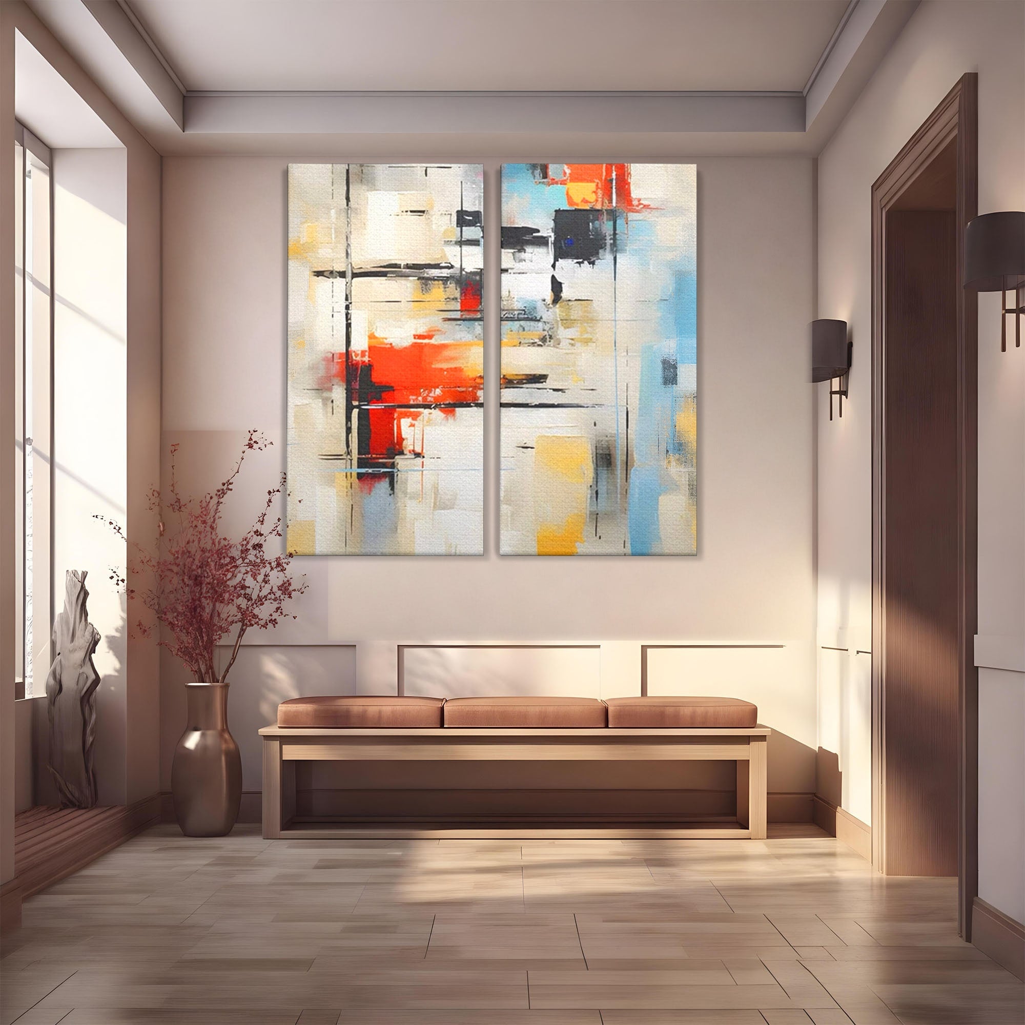 Set 2 Tablouri Canvas Premium LuxCanva® C2-1240, Relaxare, Living Room, Culori Vibrante