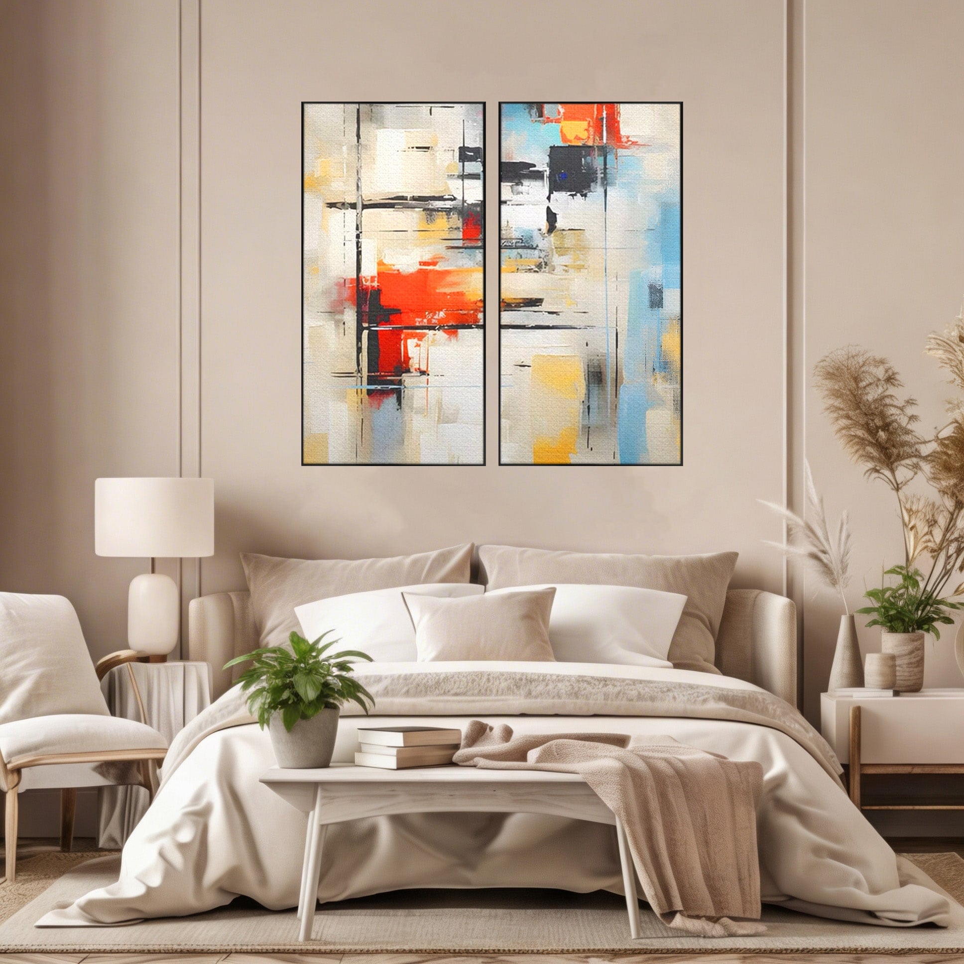 Set 2 Tablouri Canvas Premium LuxCanva® C2-1240, Relaxare, Living Room, Culori Vibrante