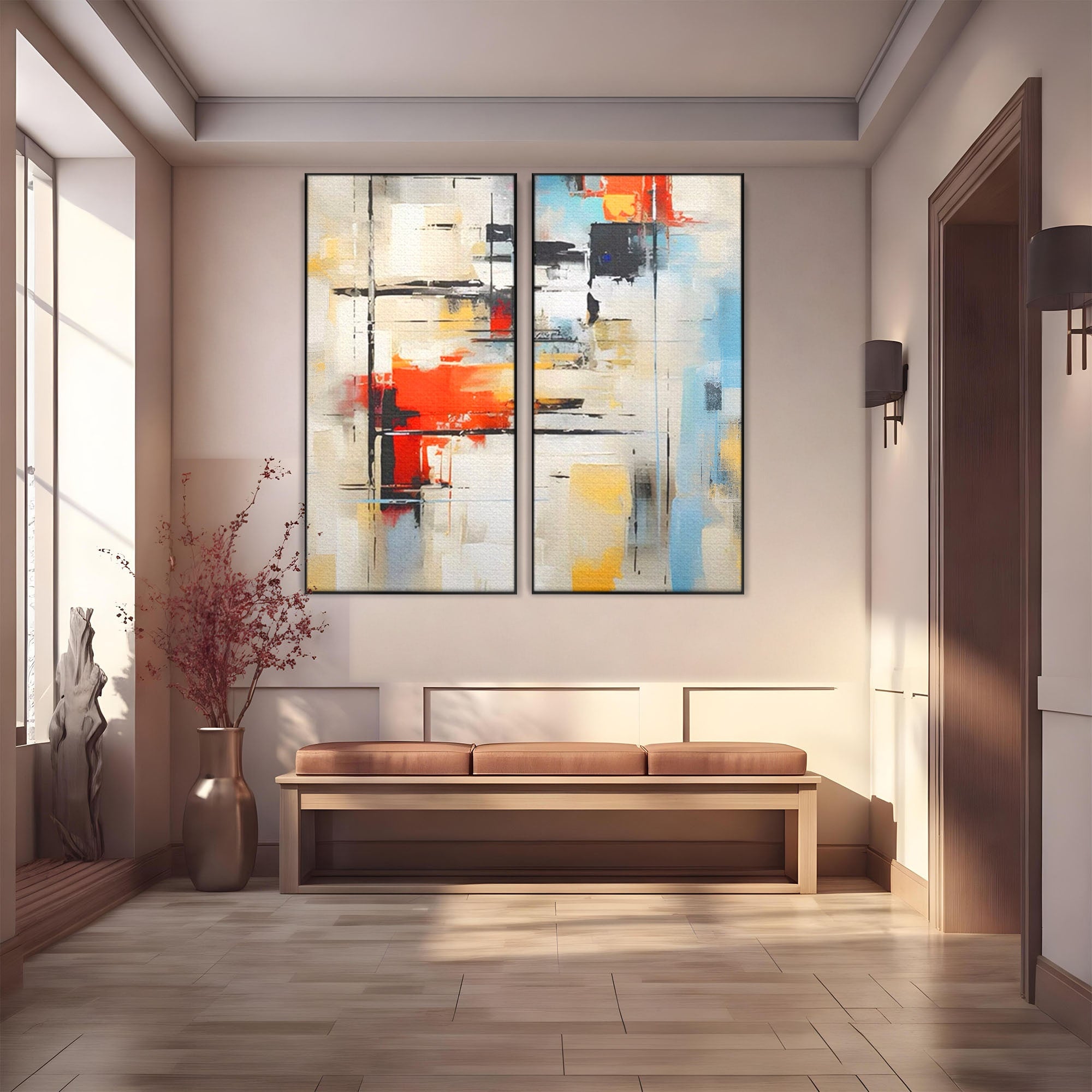 Set 2 Tablouri Canvas Premium LuxCanva® C2-1240, Relaxare, Living Room, Culori Vibrante