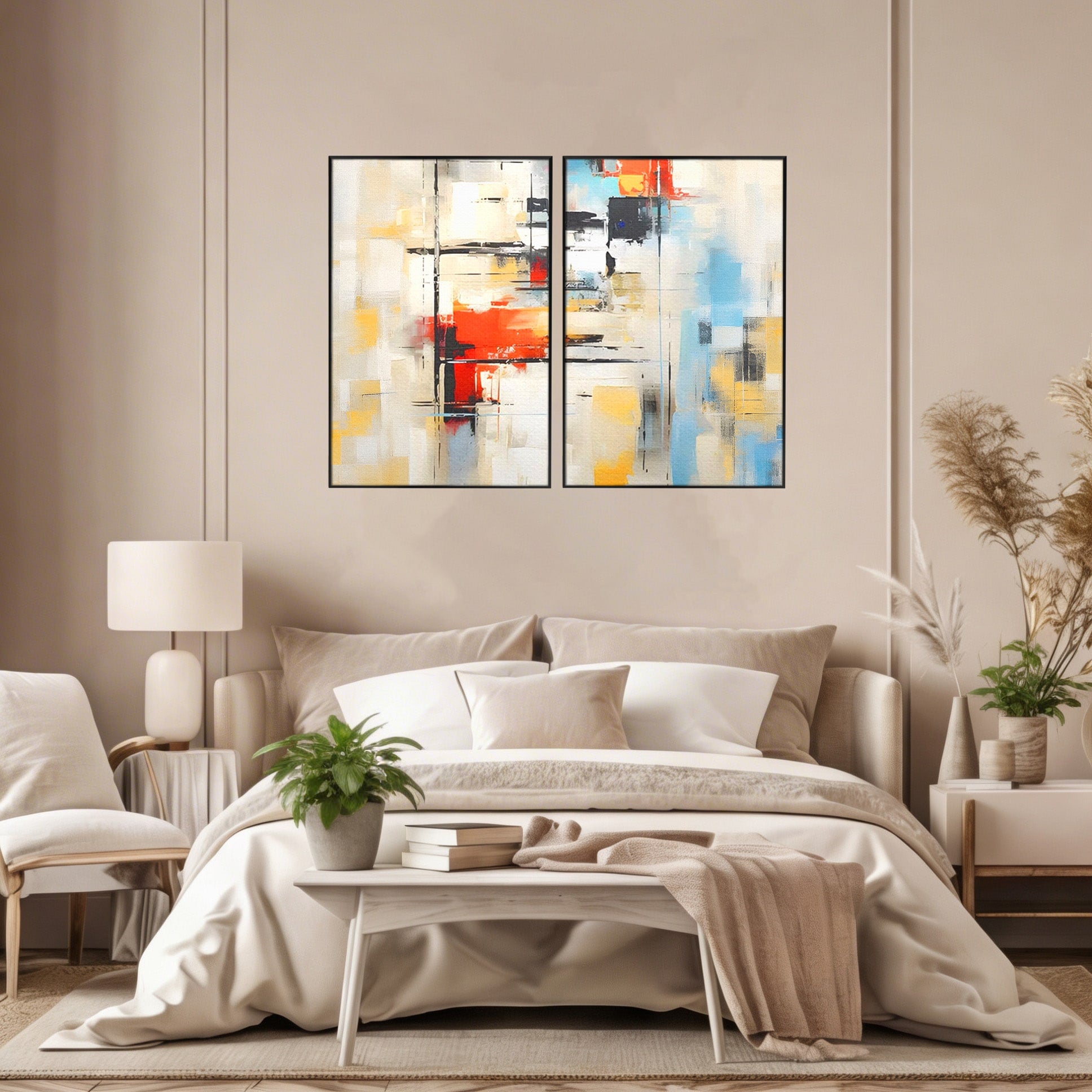 Set 2 Tablouri Canvas Premium LuxCanva® C2-1240, Relaxare, Living Room, Culori Vibrante