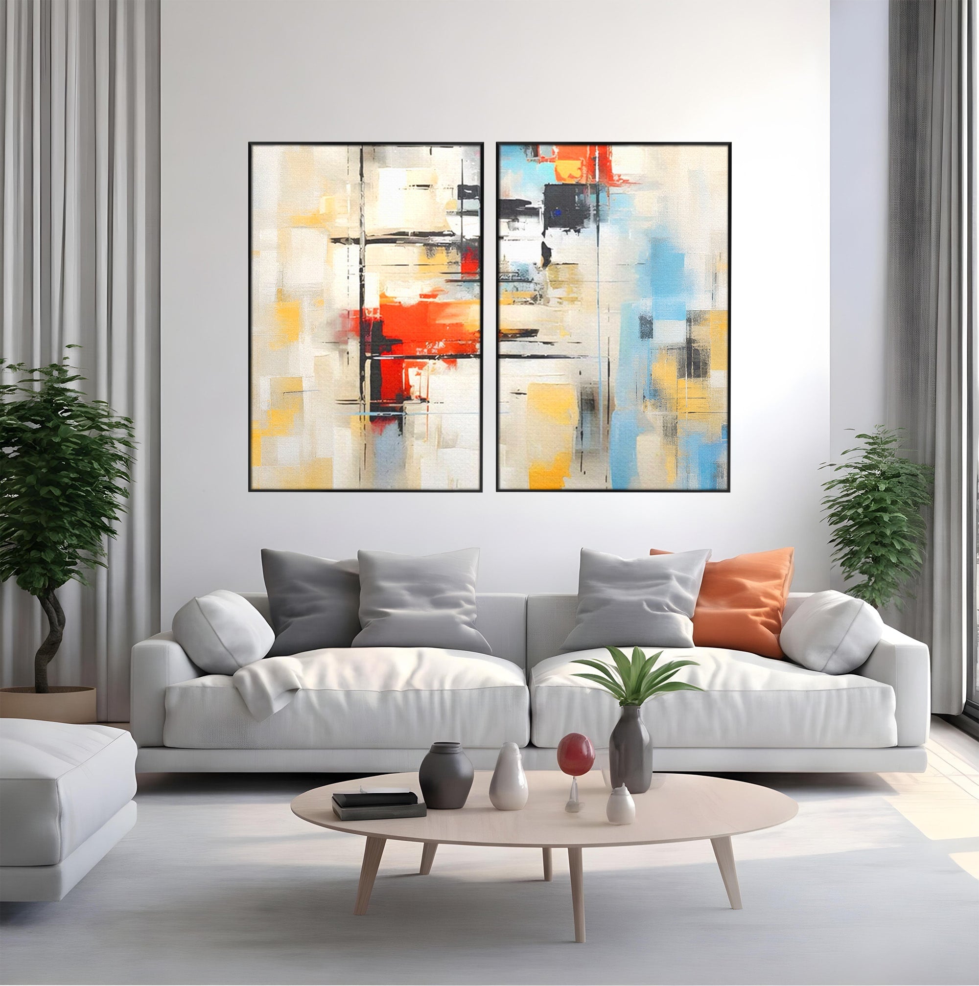 Set 2 Tablouri Canvas Premium LuxCanva® C2-1240, Relaxare, Living Room, Culori Vibrante