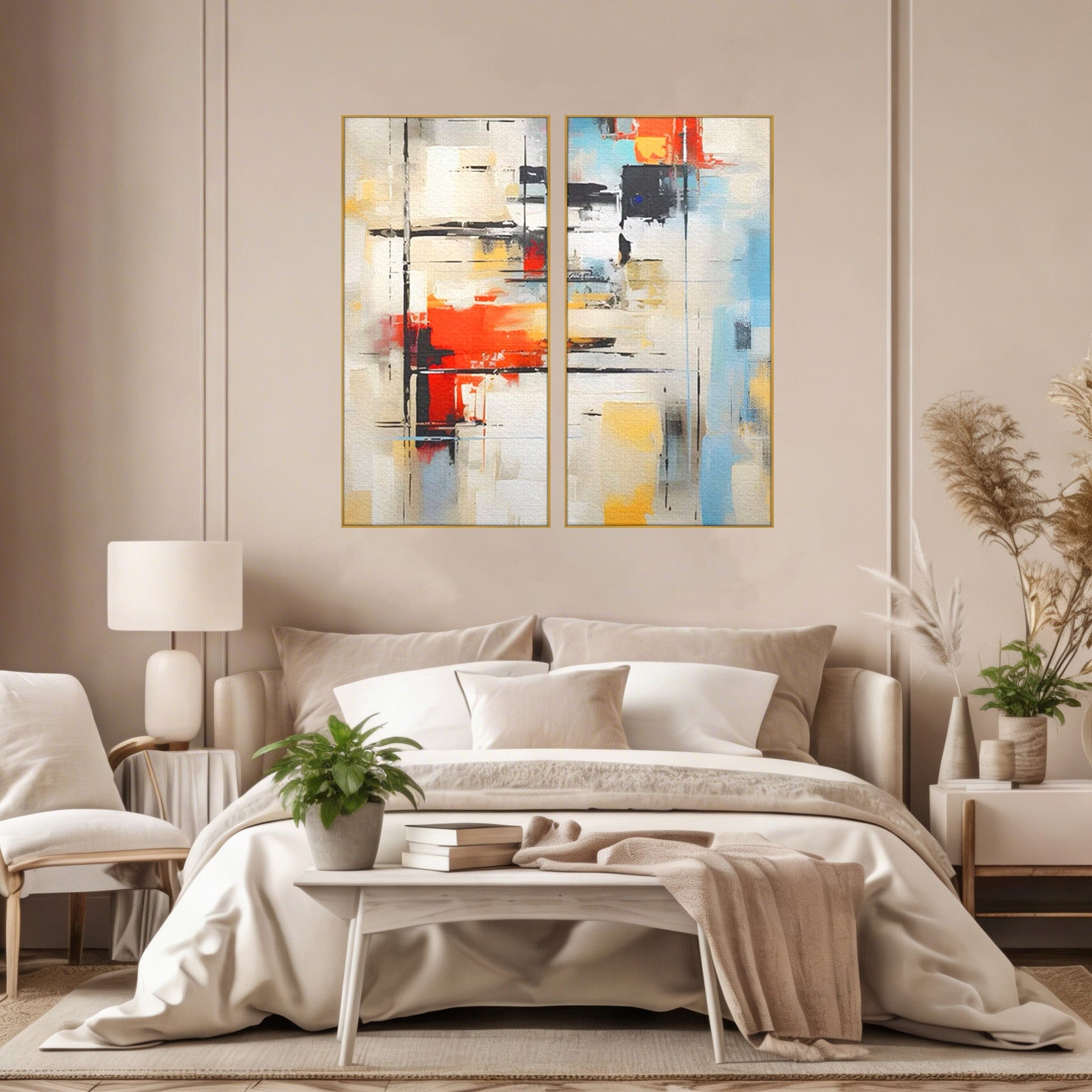 Set 2 Tablouri Canvas Premium LuxCanva® C2-1240, Relaxare, Living Room, Culori Vibrante