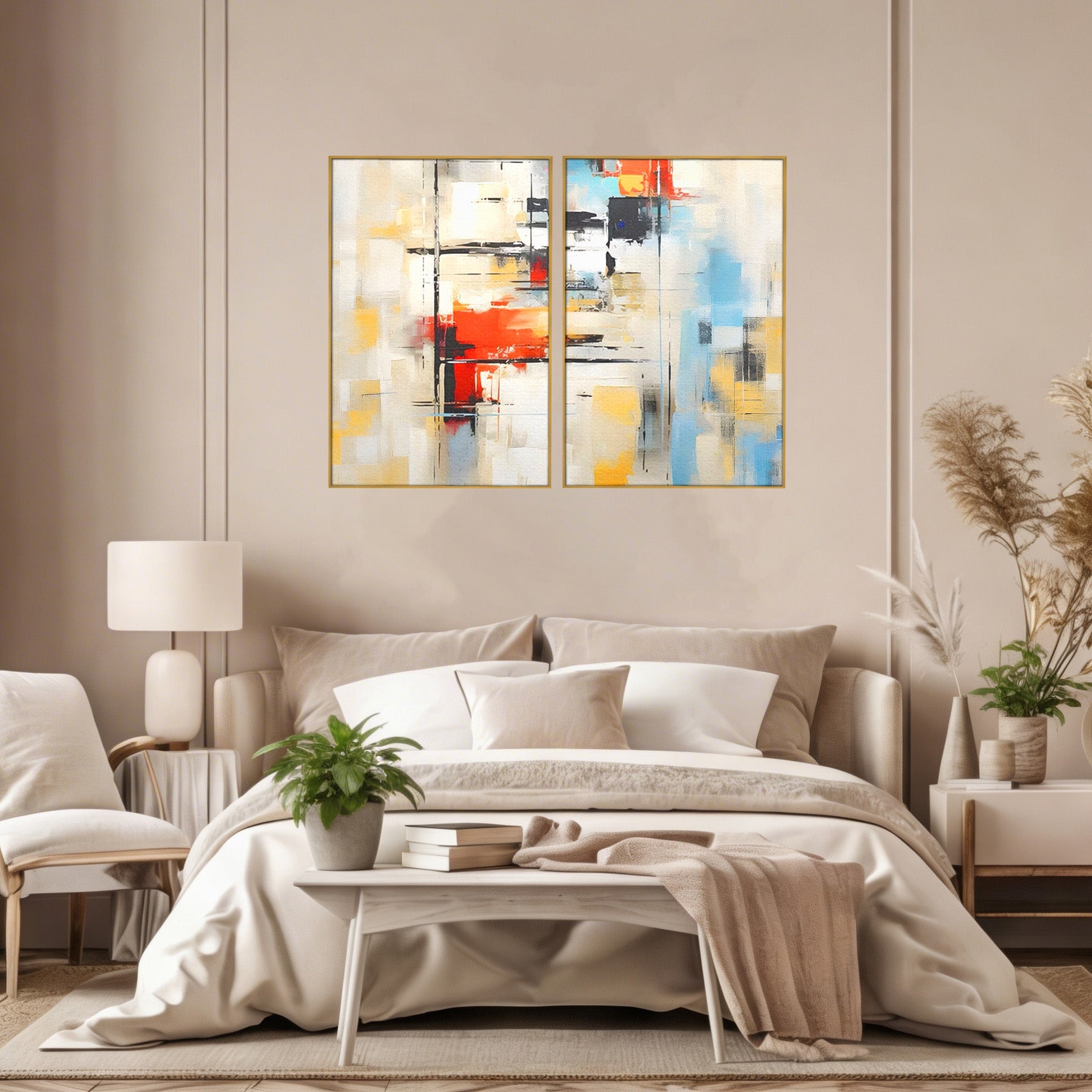 Set 2 Tablouri Canvas Premium LuxCanva® C2-1240, Relaxare, Living Room, Culori Vibrante