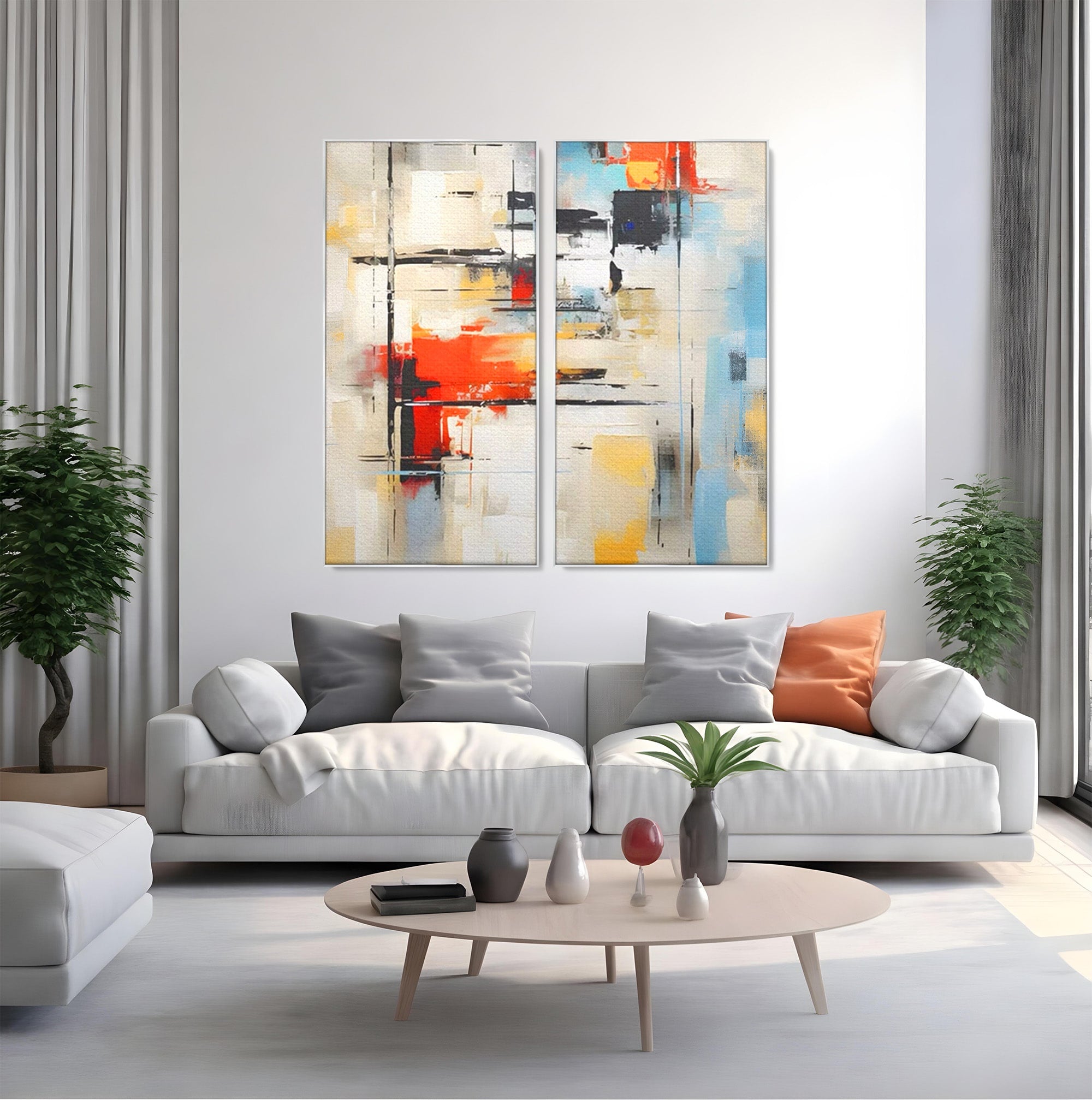 Set 2 Tablouri Canvas Premium LuxCanva® C2-1240, Relaxare, Living Room, Culori Vibrante