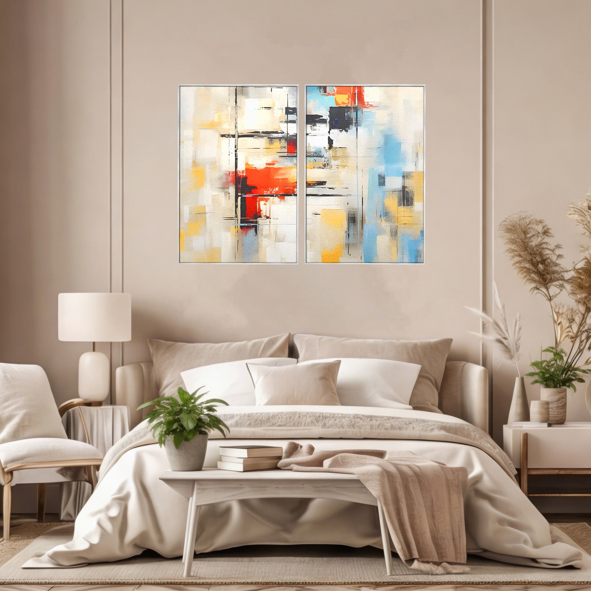 Set 2 Tablouri Canvas Premium LuxCanva® C2-1240, Relaxare, Living Room, Culori Vibrante