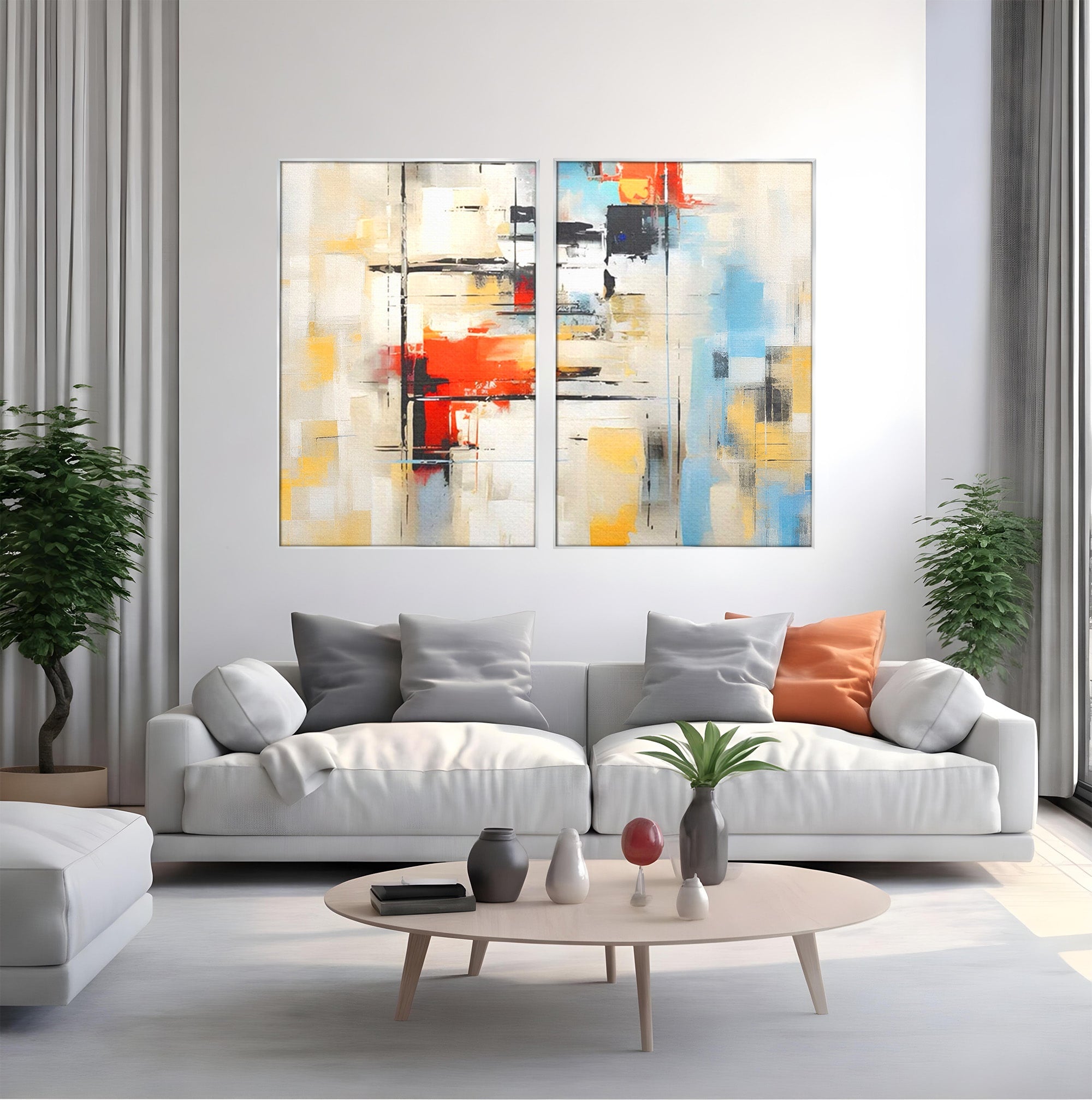 Set 2 Tablouri Canvas Premium LuxCanva® C2-1240, Relaxare, Living Room, Culori Vibrante