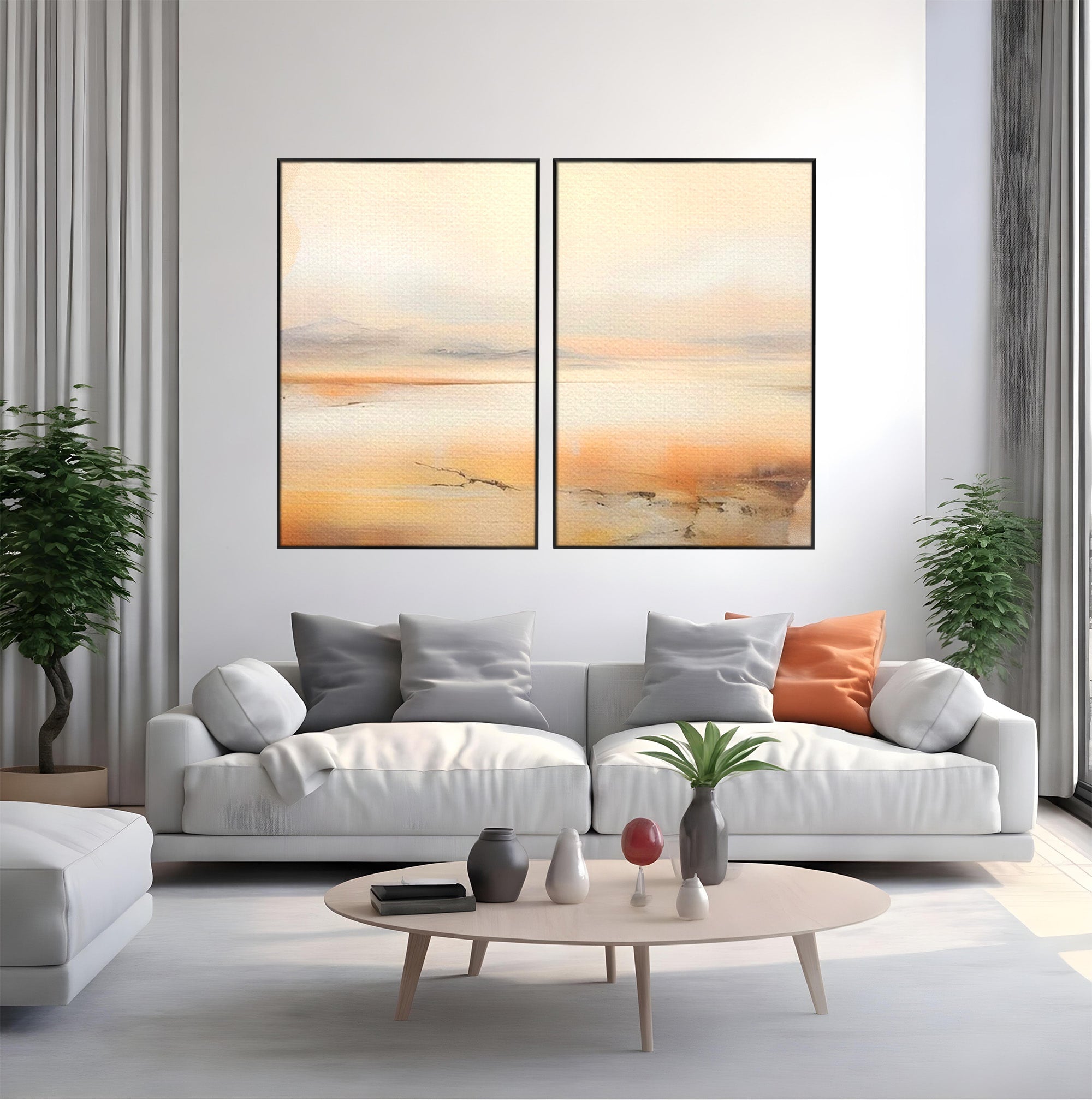 Set 2 Tablouri Canvas Premium LuxCanva® C2-1242, Relaxare, Living Room, Culori Vibrante