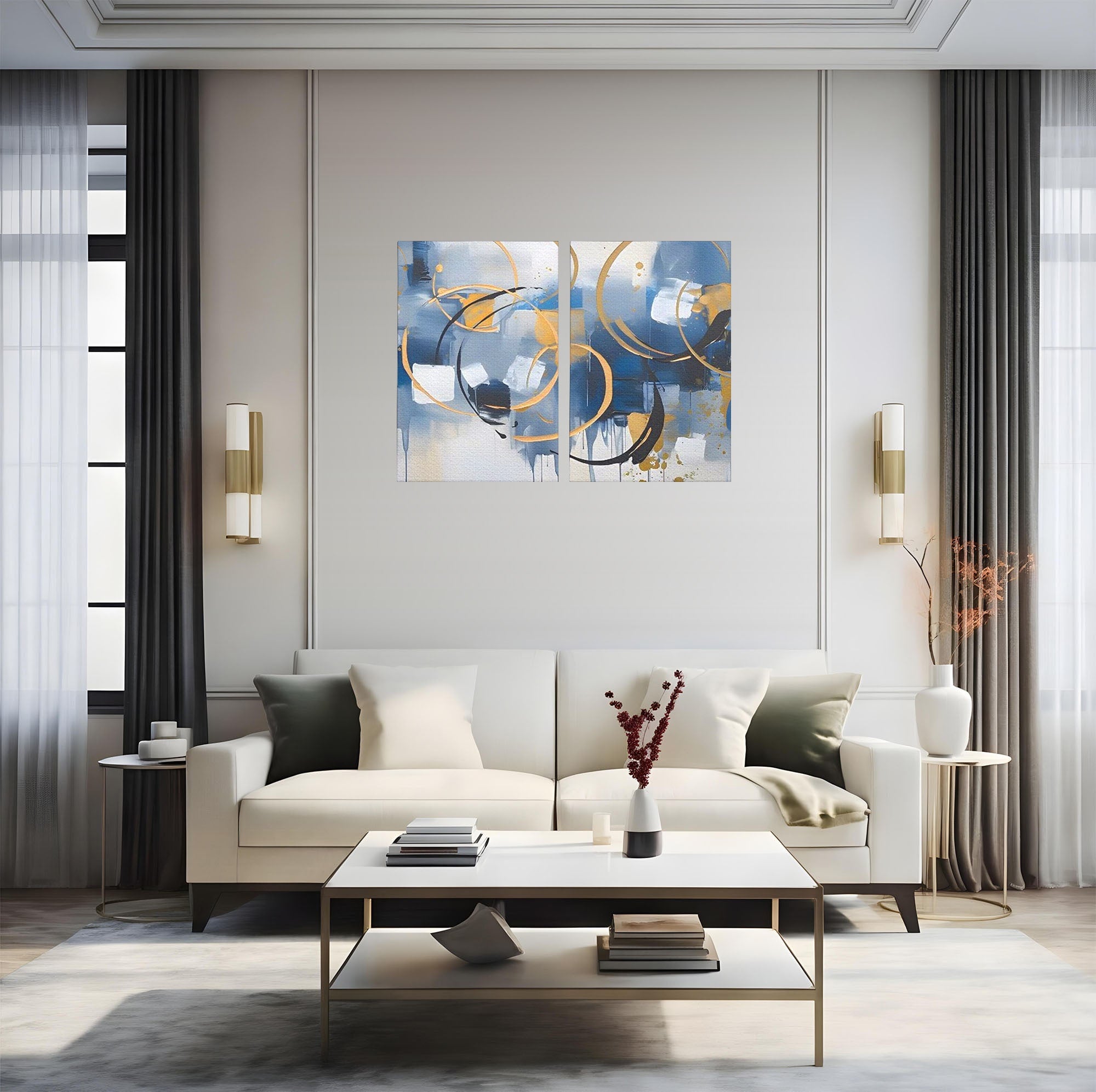 Set 2 Tablouri Canvas Premium LuxCanva® C2-1243, Relaxare, Living Room, Culori Vibrante