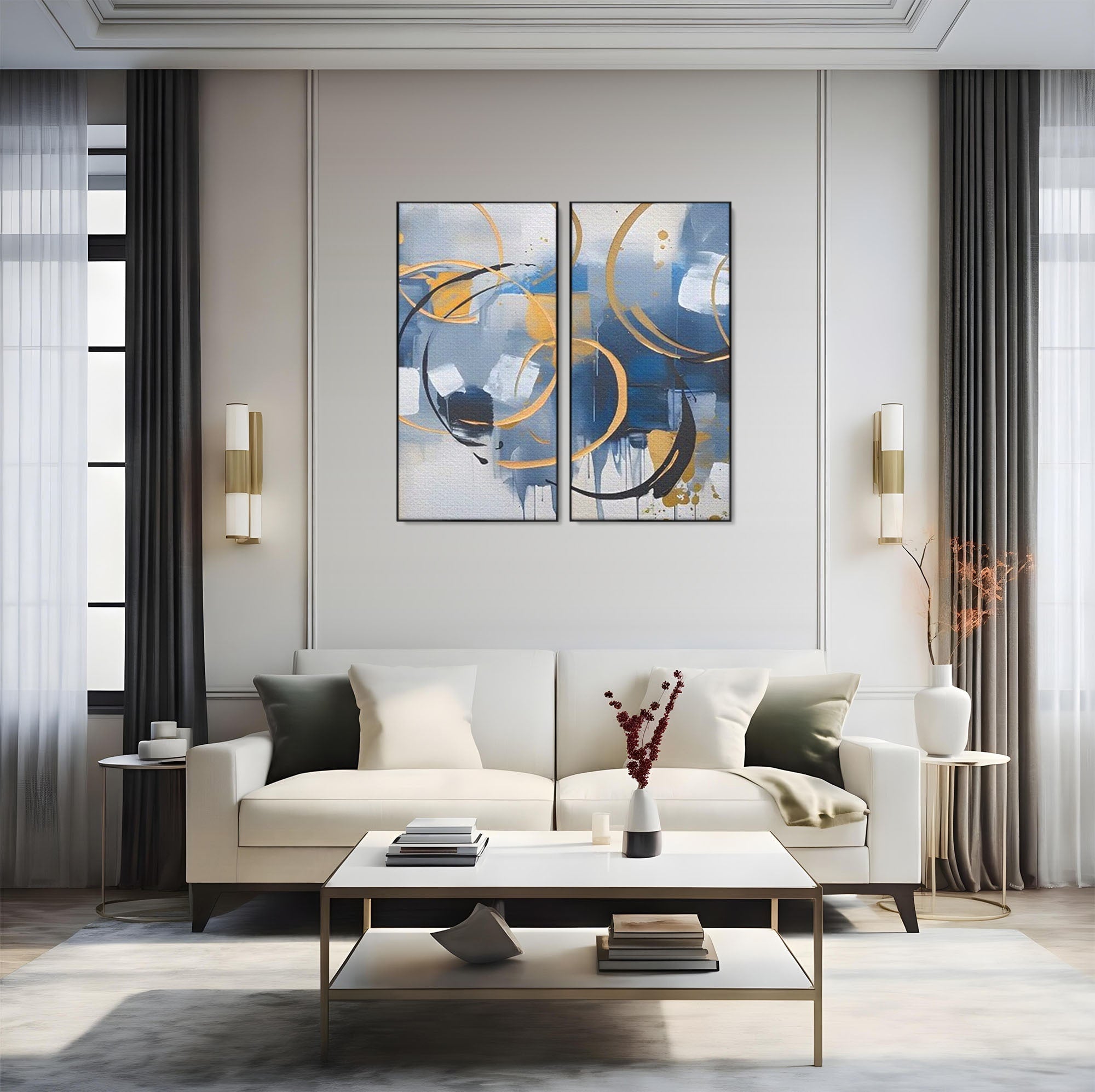 Set 2 Tablouri Canvas Premium LuxCanva® C2-1243, Relaxare, Living Room, Culori Vibrante