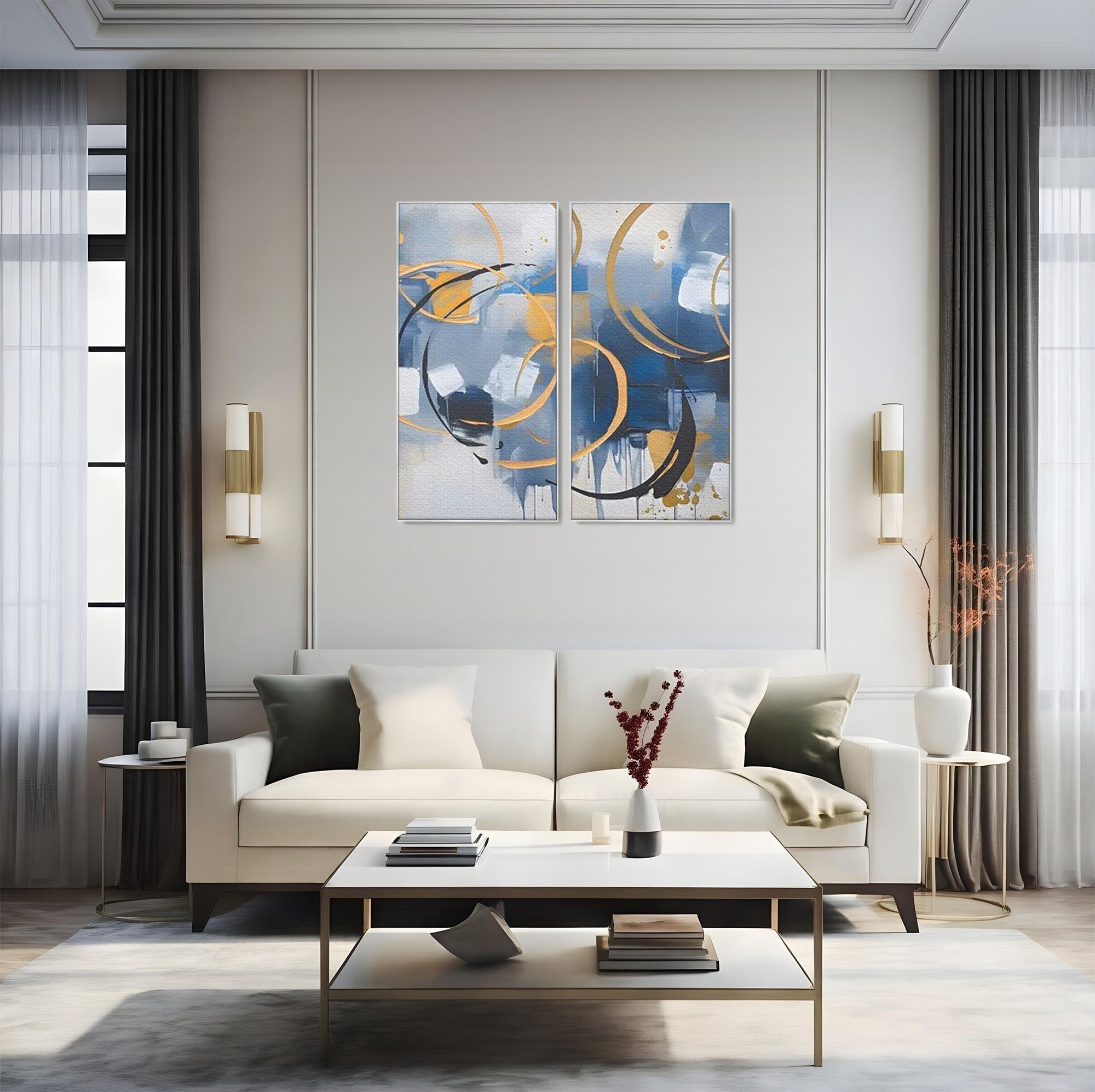 Set 2 Tablouri Canvas Premium LuxCanva® C2-1243, Relaxare, Living Room, Culori Vibrante