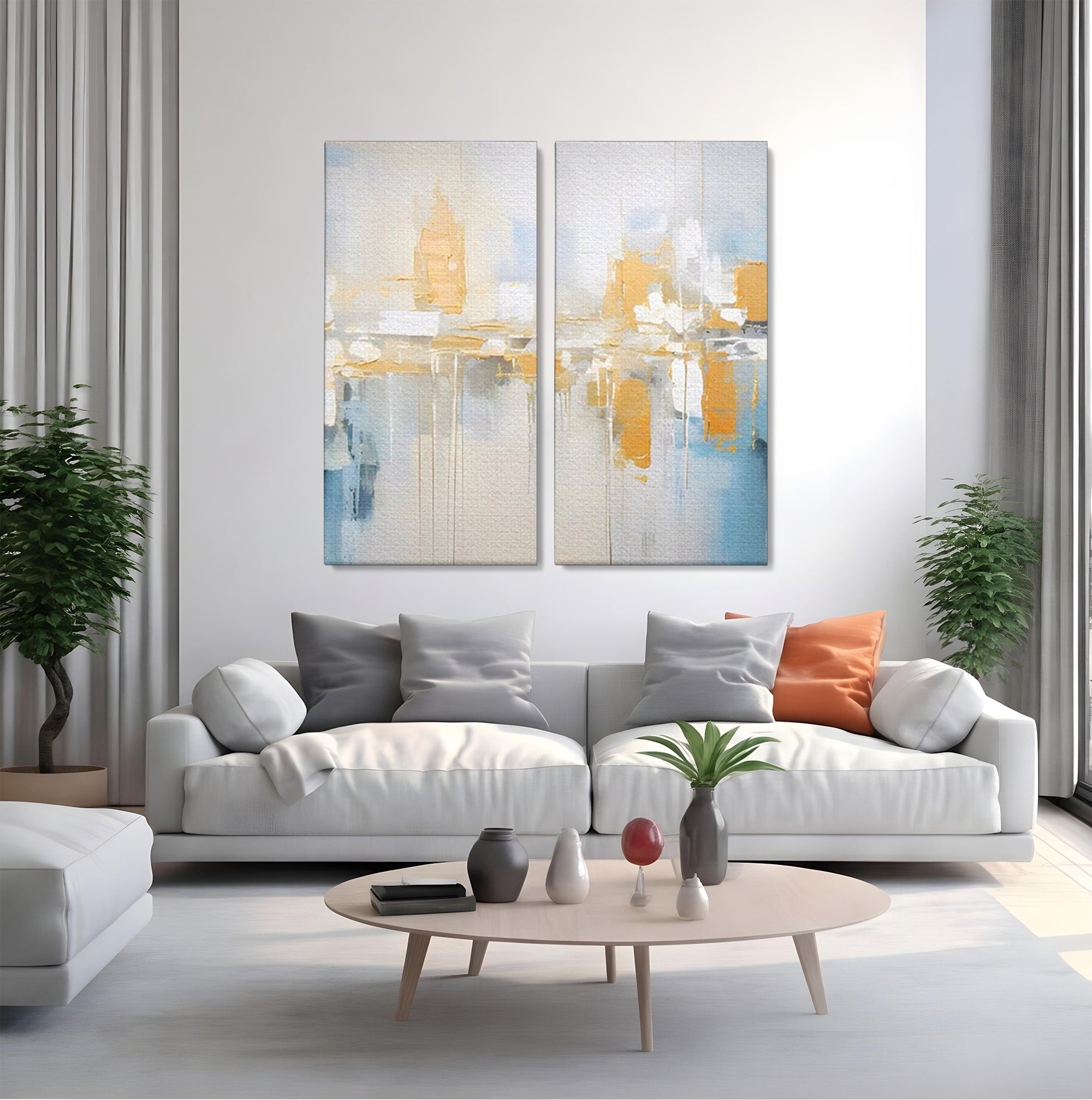 Set 2 Tablouri Canvas Premium LuxCanva® C2-1244, Relaxare, Living Room, Culori Vibrante
