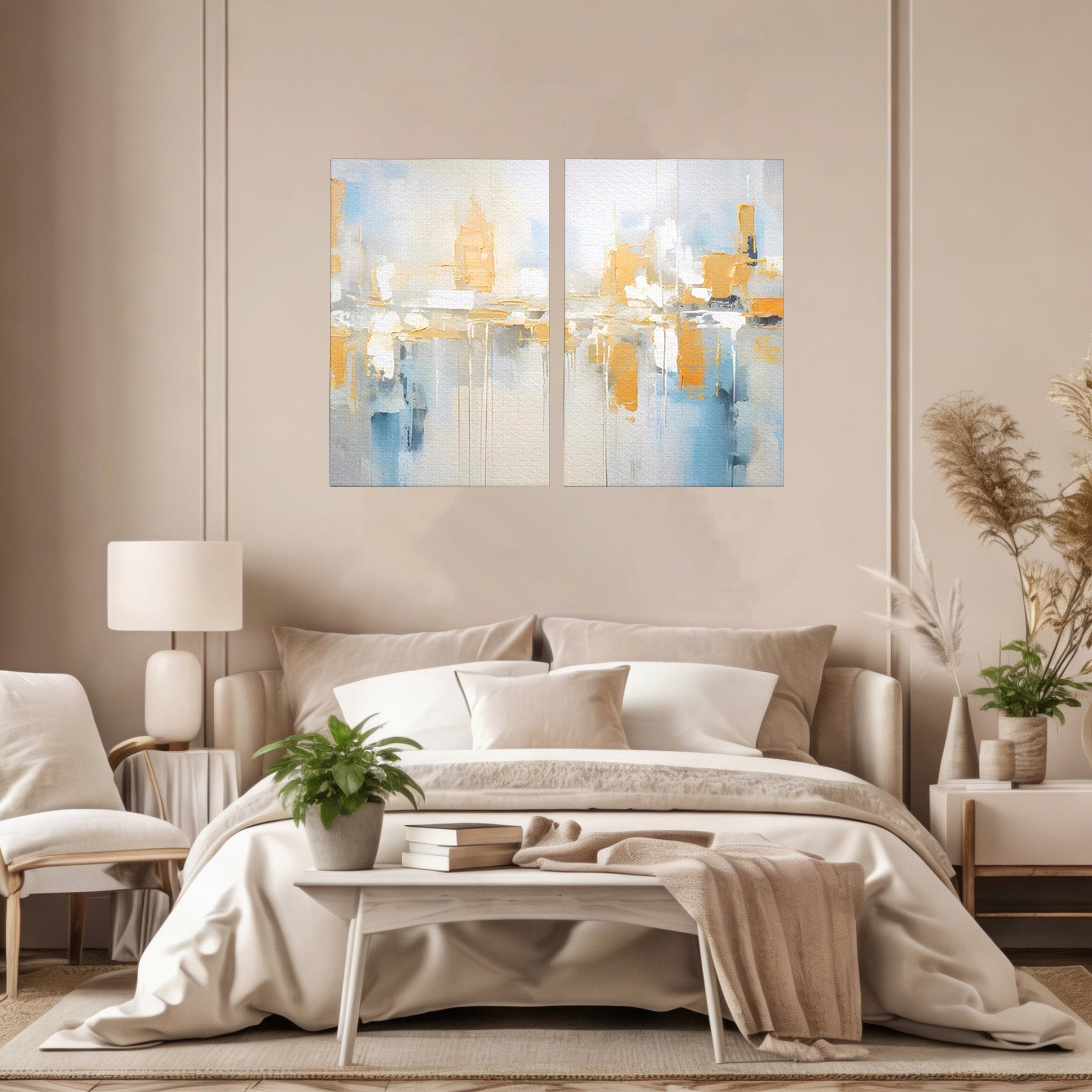 Set 2 Tablouri Canvas Premium LuxCanva® C2-1244, Relaxare, Living Room, Culori Vibrante
