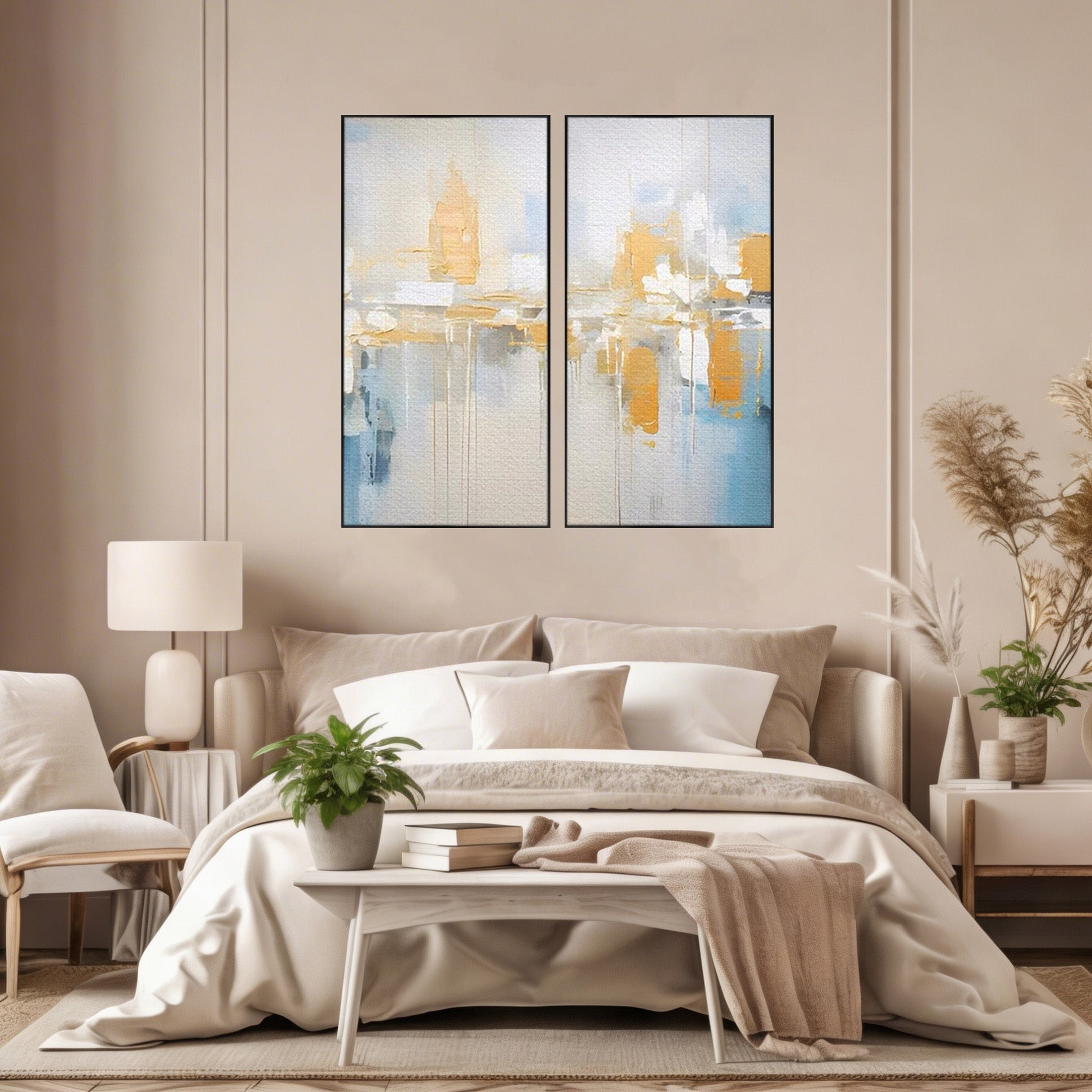 Set 2 Tablouri Canvas Premium LuxCanva® C2-1244, Relaxare, Living Room, Culori Vibrante