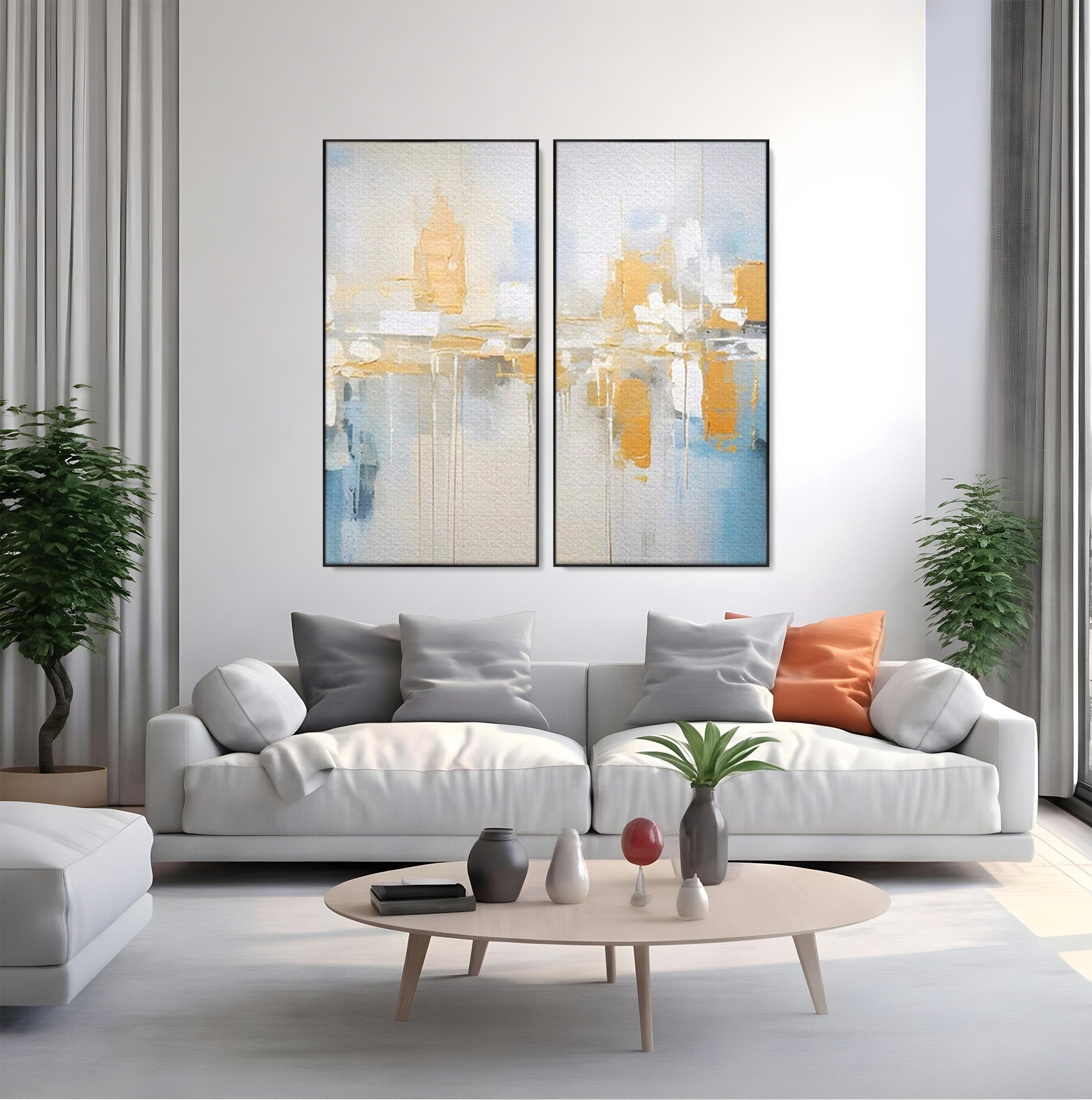 Set 2 Tablouri Canvas Premium LuxCanva® C2-1244, Relaxare, Living Room, Culori Vibrante