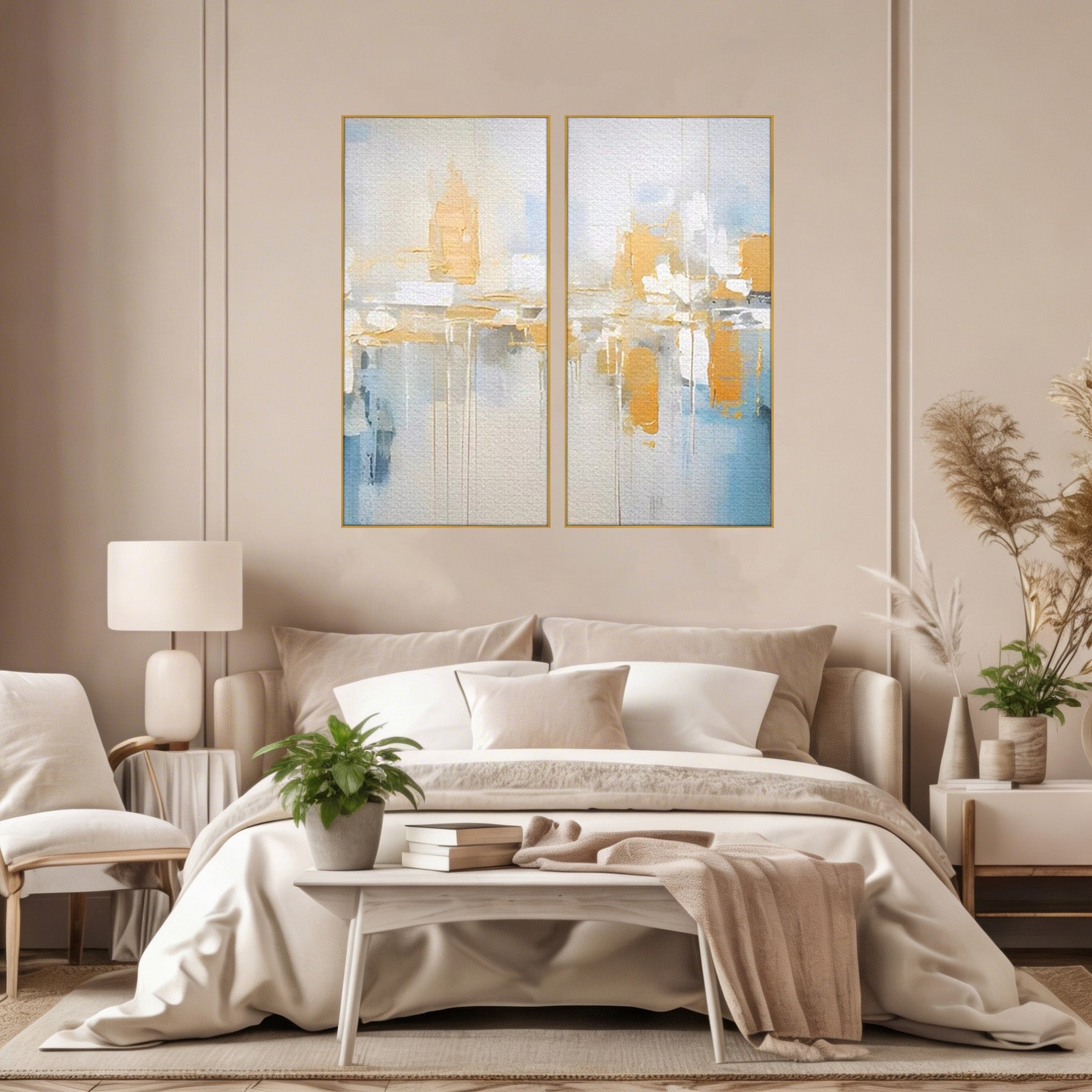 Set 2 Tablouri Canvas Premium LuxCanva® C2-1244, Relaxare, Living Room, Culori Vibrante