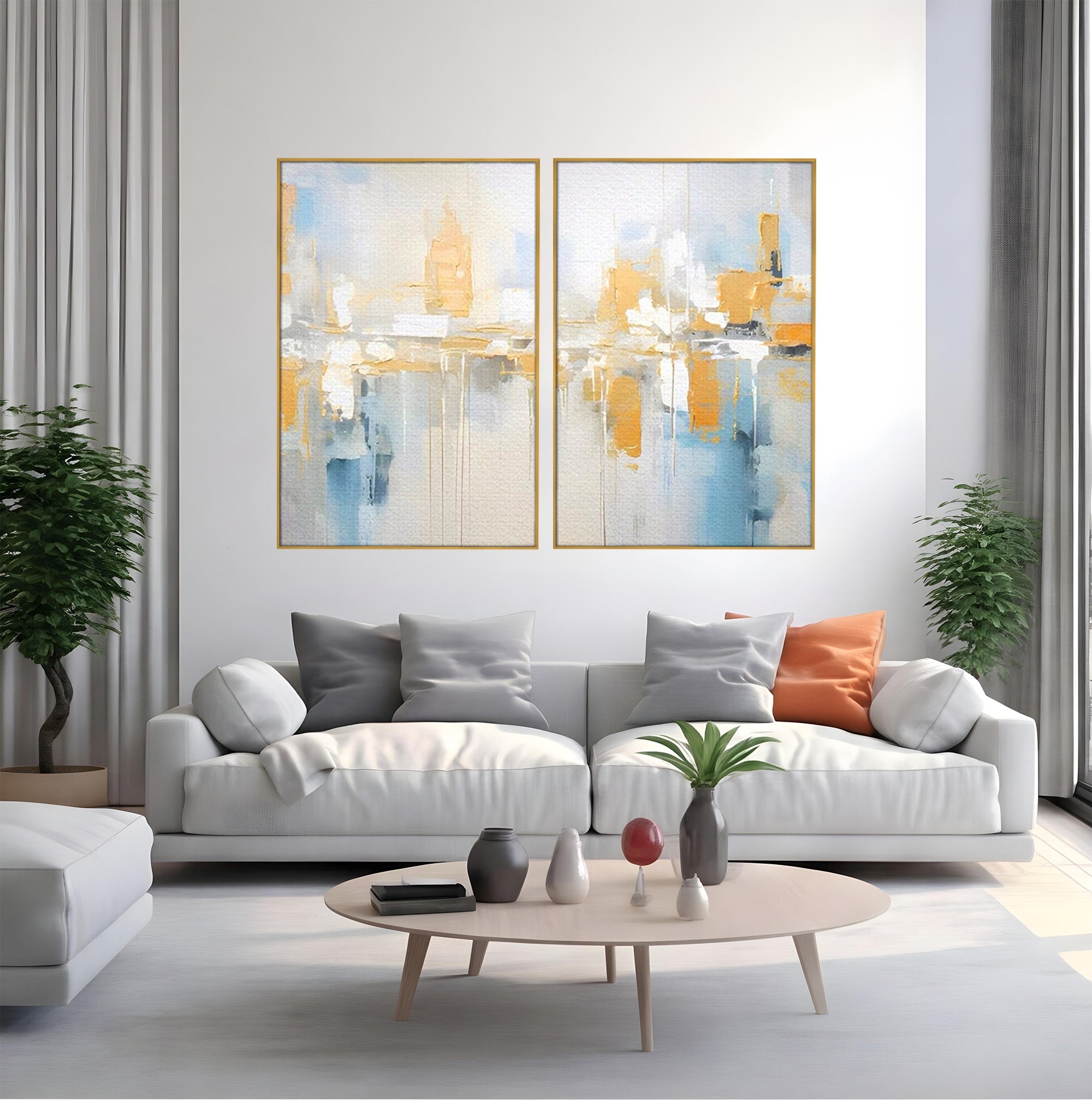 Set 2 Tablouri Canvas Premium LuxCanva® C2-1244, Relaxare, Living Room, Culori Vibrante
