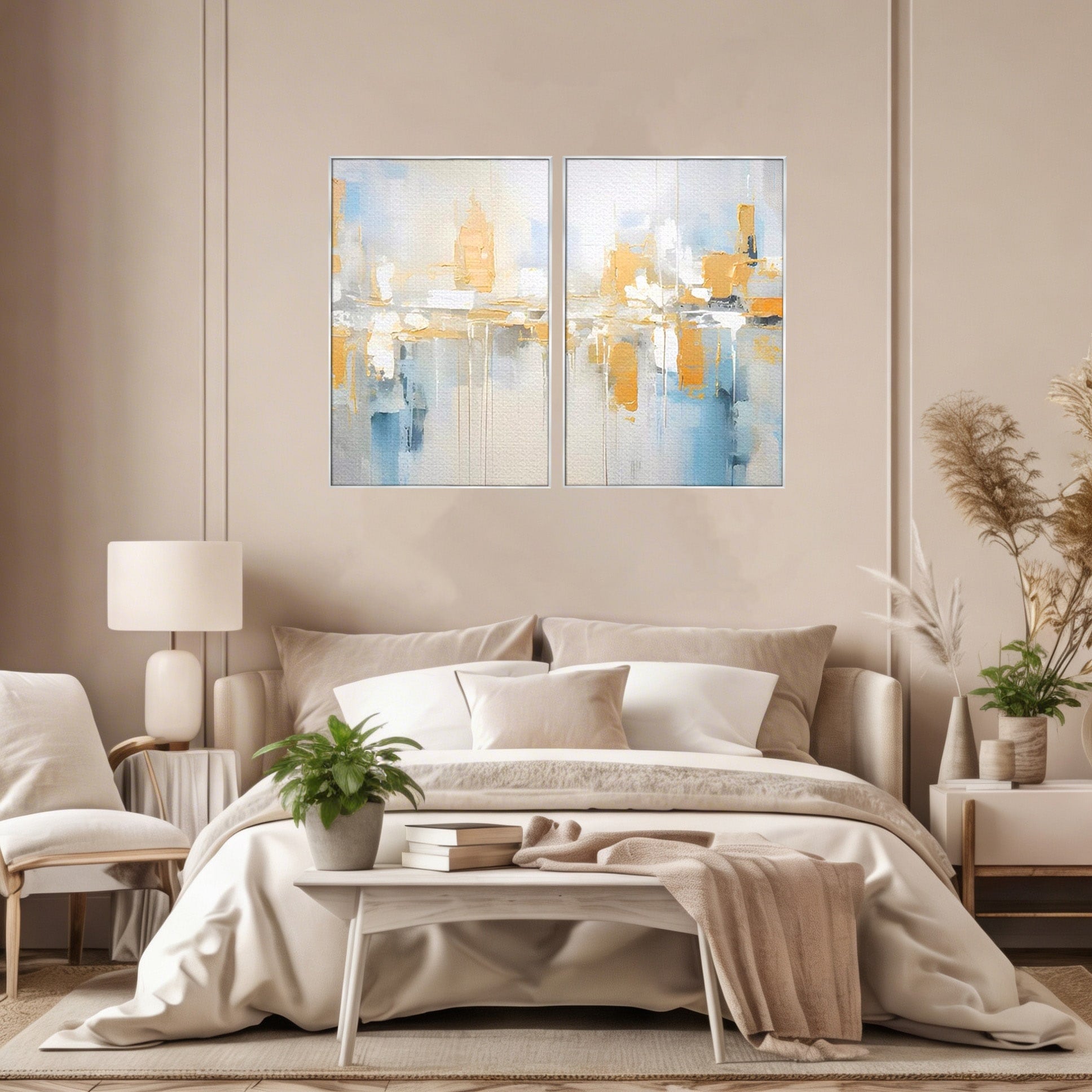 Set 2 Tablouri Canvas Premium LuxCanva® C2-1244, Relaxare, Living Room, Culori Vibrante