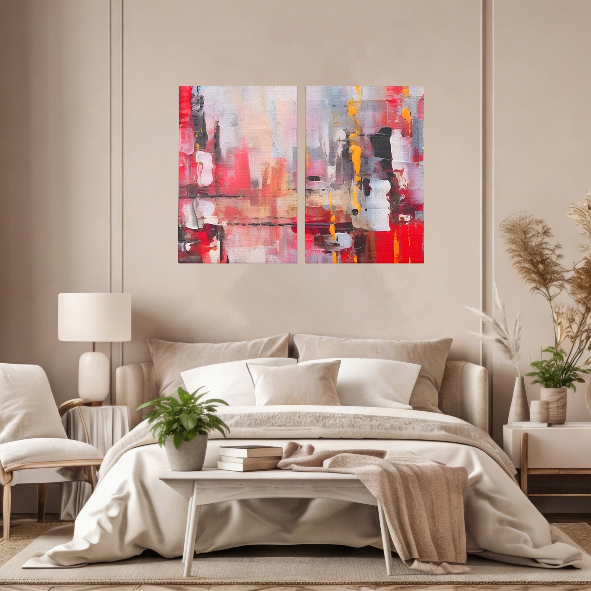 Set 2 Tablouri Canvas Premium LuxCanva® C2-1246, Relaxare, Living Room, Culori Vibrante