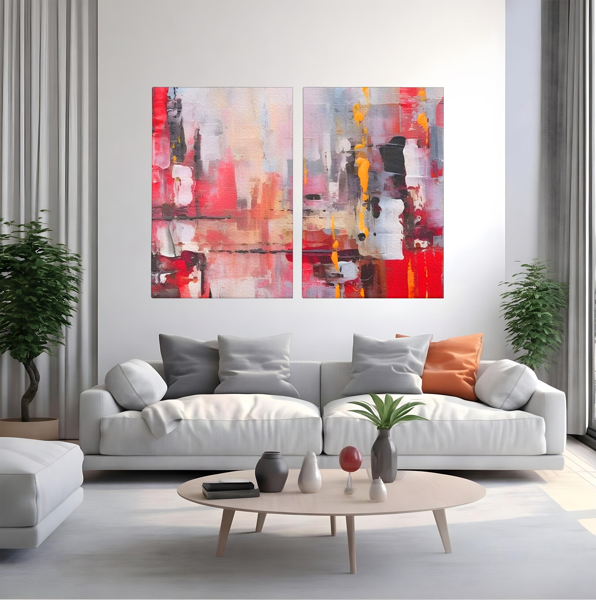 Set 2 Tablouri Canvas Premium LuxCanva® C2-1246, Relaxare, Living Room, Culori Vibrante